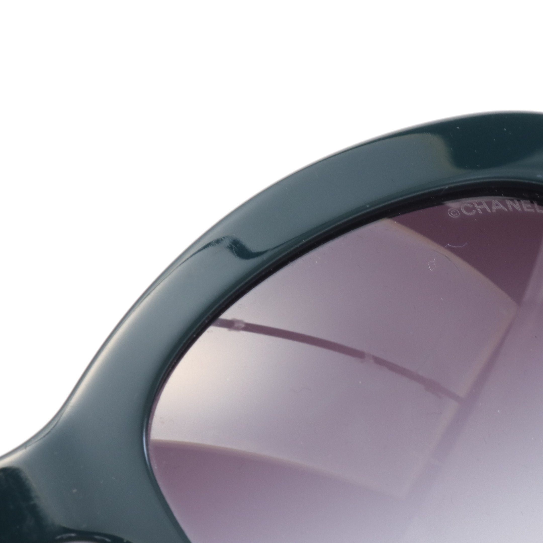 Chanel Chanel Coco Mark Sunglasses Gp Dark Green Silver Size ONE SIZE - 8 Thumbnail