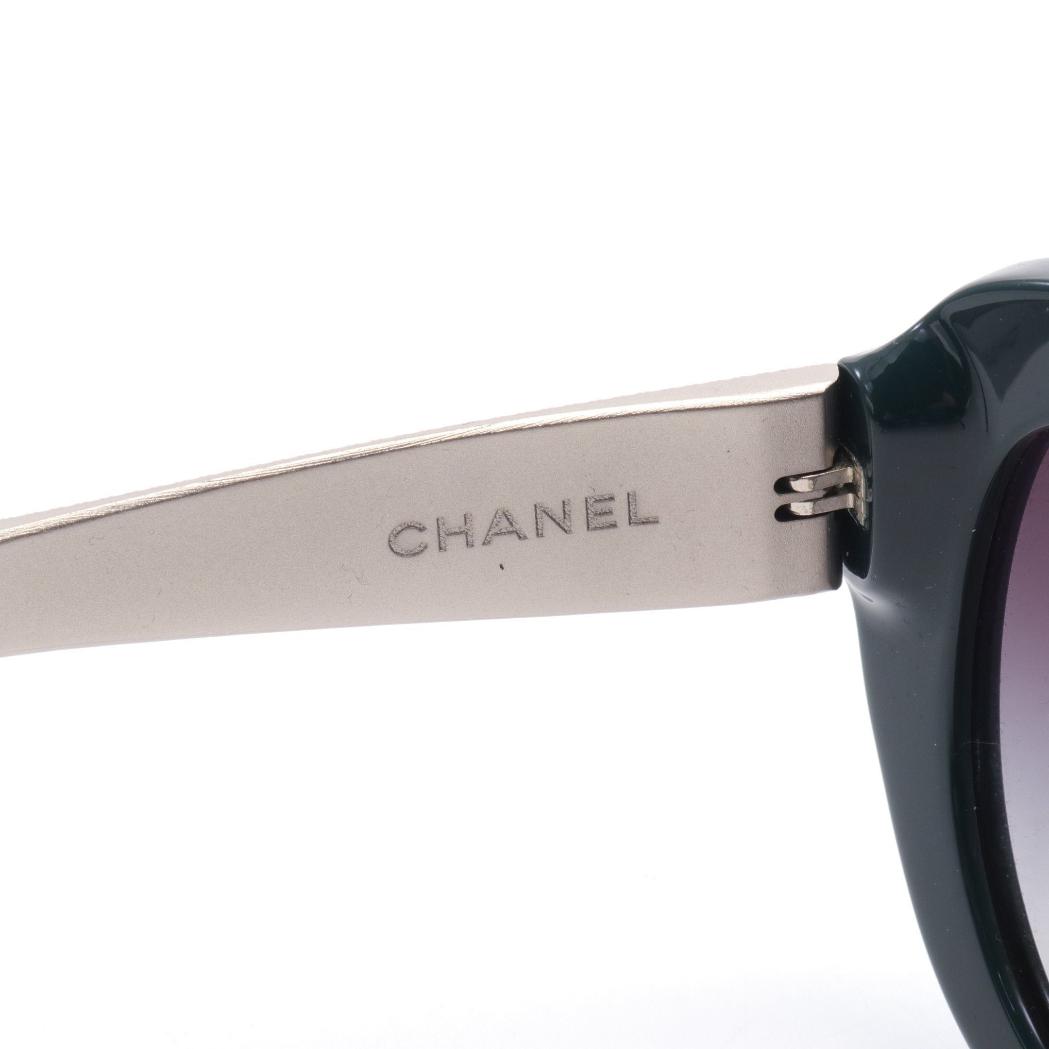Chanel Chanel Coco Mark Sunglasses Gp Dark Green Silver Size ONE SIZE - 4 Thumbnail