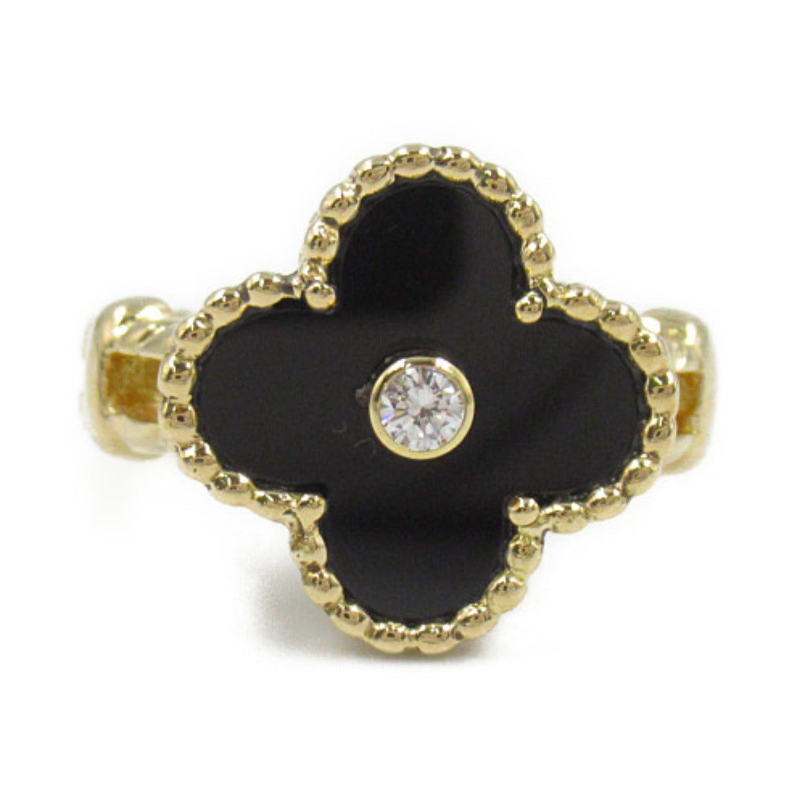 Van Cleef & Arpels Van Cleef Arpels Alhambra Onyx Diamond Ring K18 (Yellow Gold) Clear Black Size ONE SIZE - 2 Thumbnail