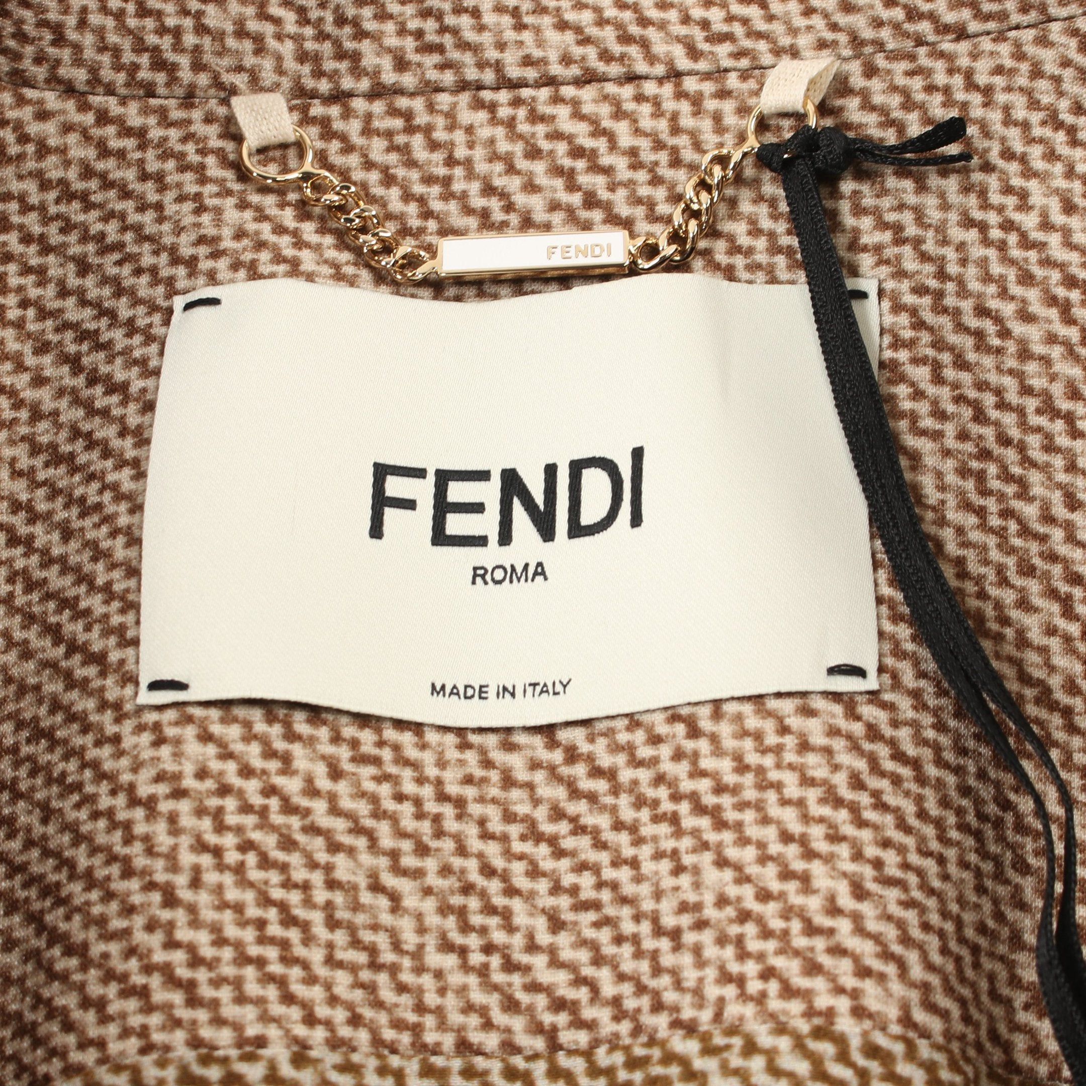 Fendi Fendi Long Coat Wool Silk Brown Size ONE SIZE - 3 Thumbnail