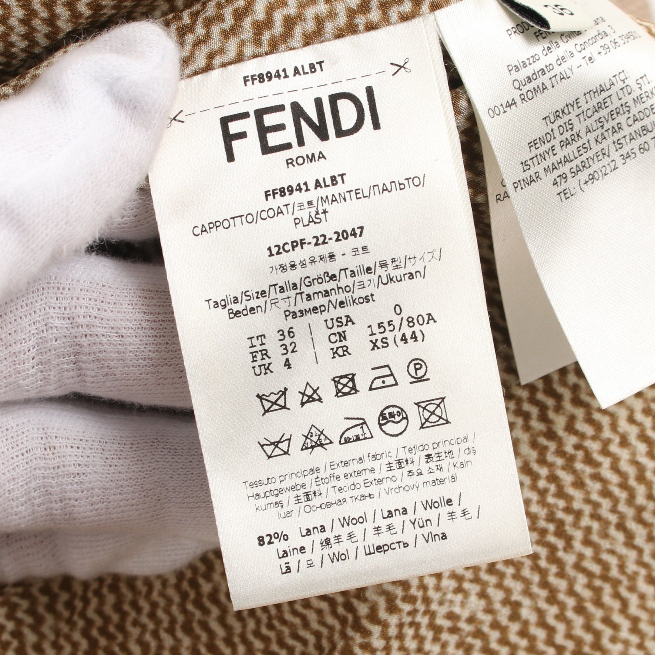 Fendi Fendi Long Coat Wool Silk Brown Size ONE SIZE - 5 Thumbnail