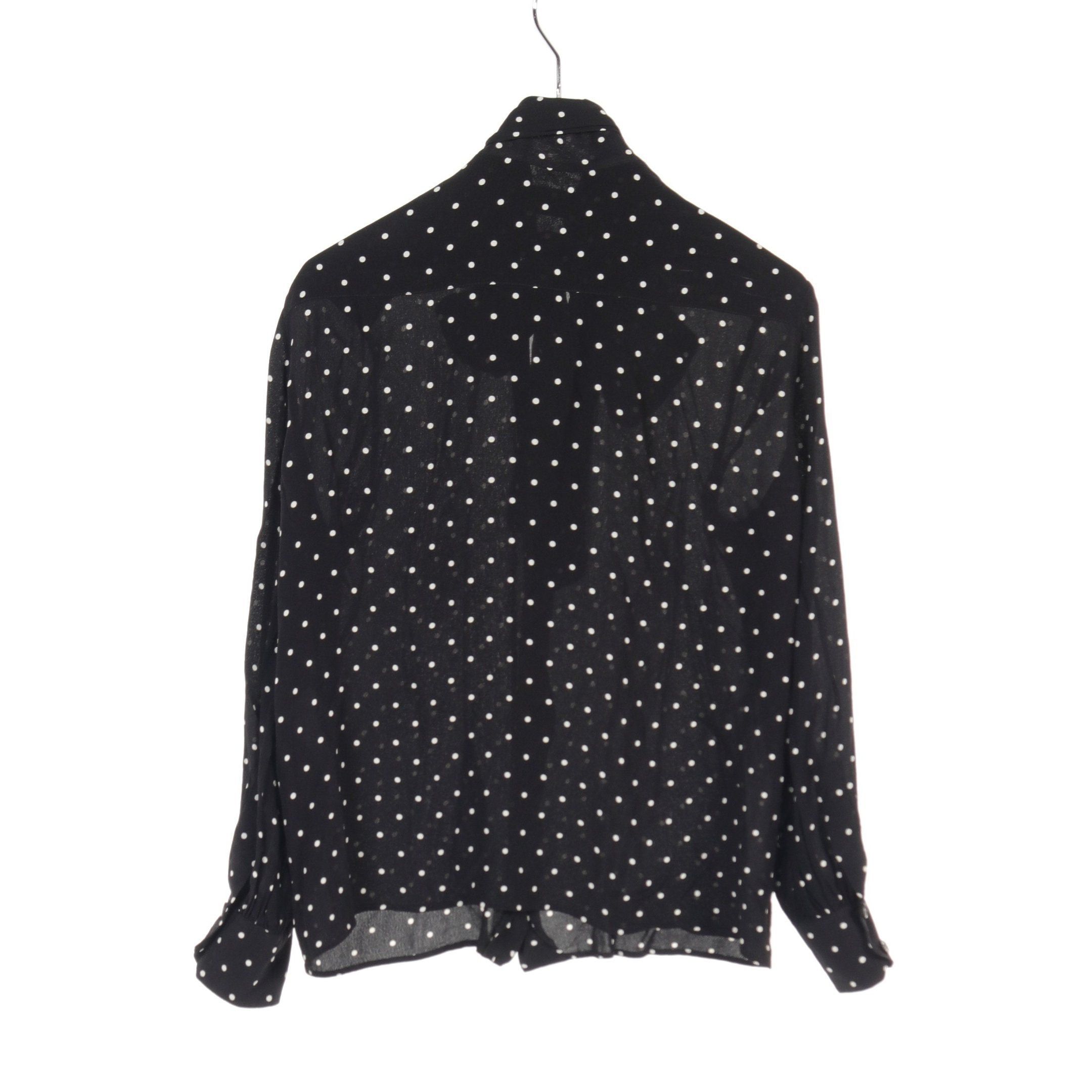 Celine Celine Blouse Ribbon Tie Dot Rayon Black Size ONE SIZE - 2 Thumbnail