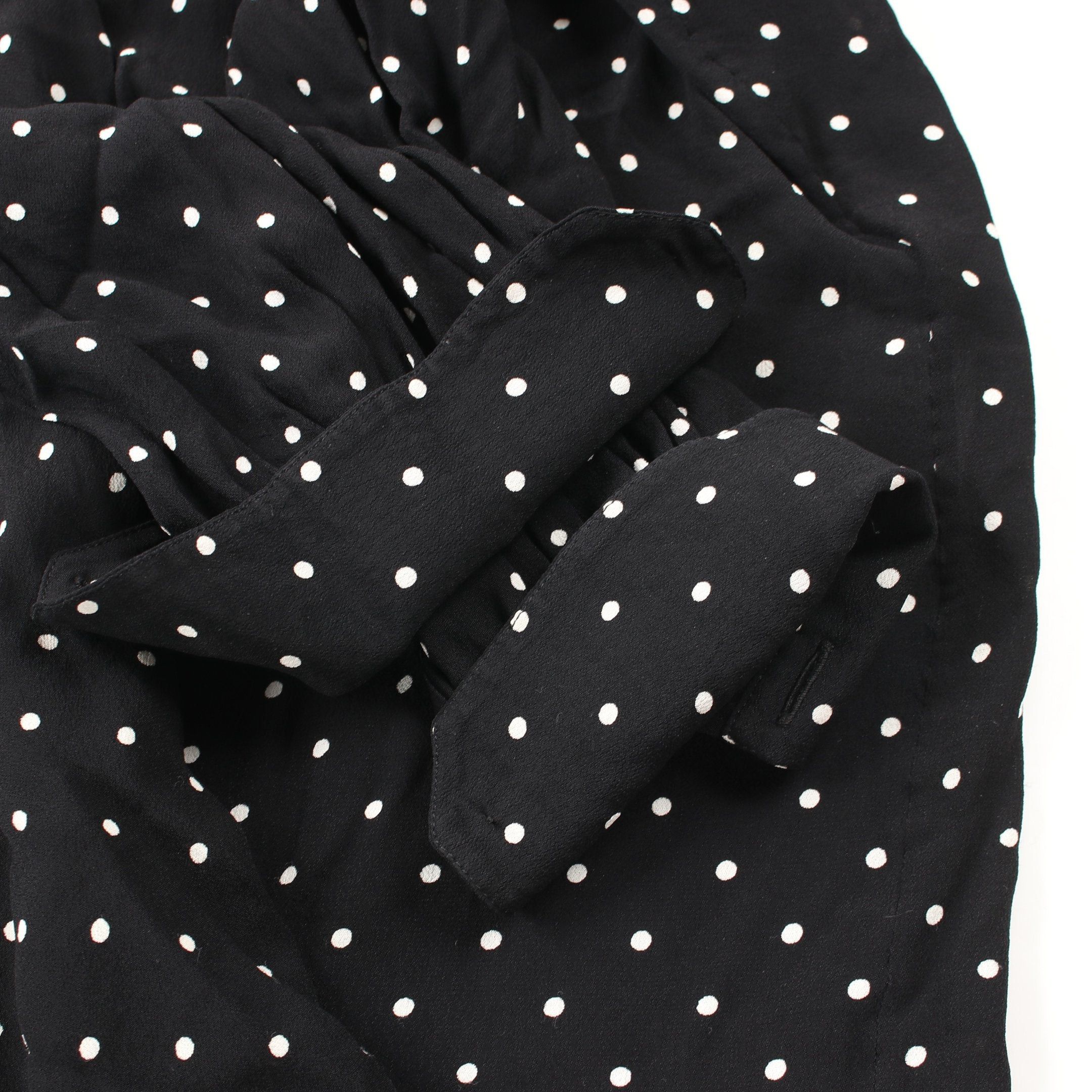 Celine Celine Blouse Ribbon Tie Dot Rayon Black Size ONE SIZE - 5 Thumbnail