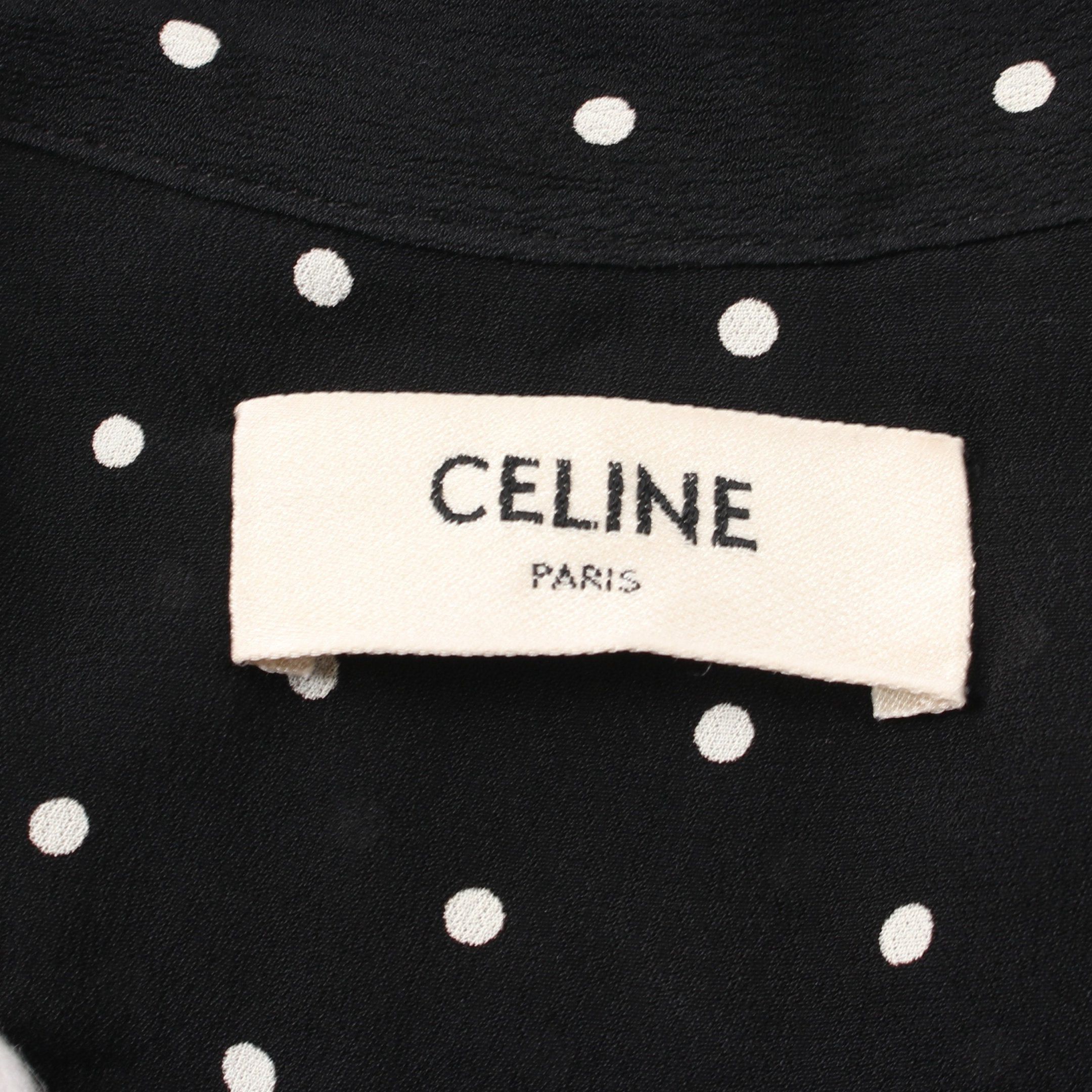 Celine Celine Blouse Ribbon Tie Dot Rayon Black Size ONE SIZE - 3 Thumbnail