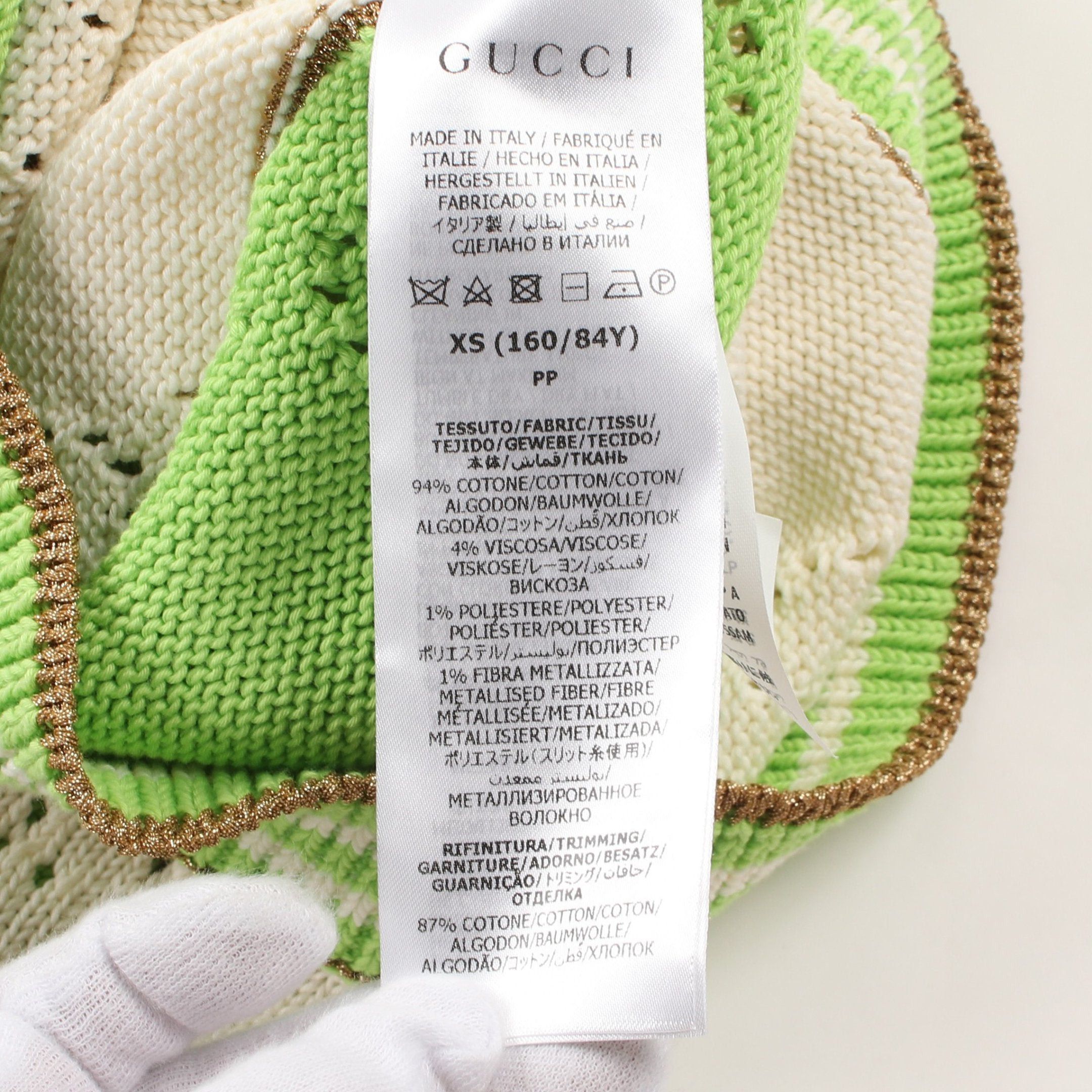 Gucci Gucci Knit Dress Three-Quarter Sleeve Cotton Yellow-Green Off White Gold Size ONE SIZE - 5 Thumbnail