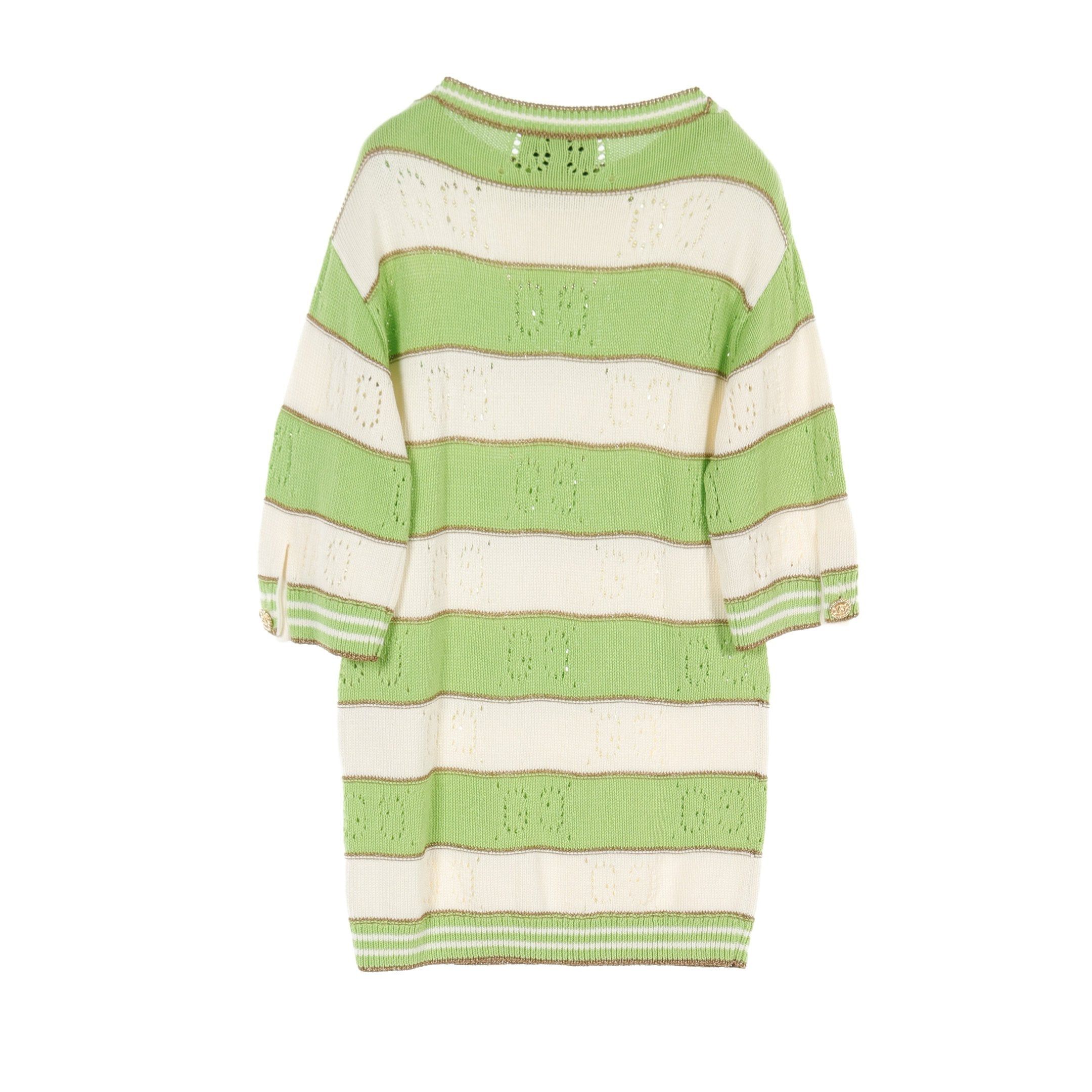 Gucci Gucci Knit Dress Three-Quarter Sleeve Cotton Yellow-Green Off White Gold Size ONE SIZE - 2 Thumbnail