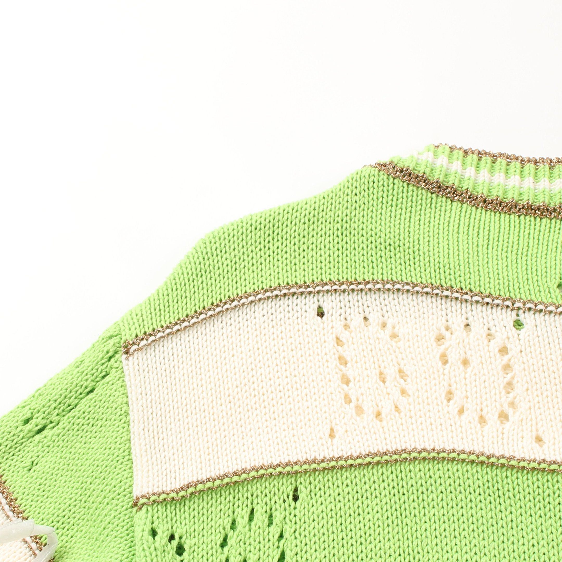 Gucci Gucci Knit Dress Three-Quarter Sleeve Cotton Yellow-Green Off White Gold Size ONE SIZE - 7 Thumbnail