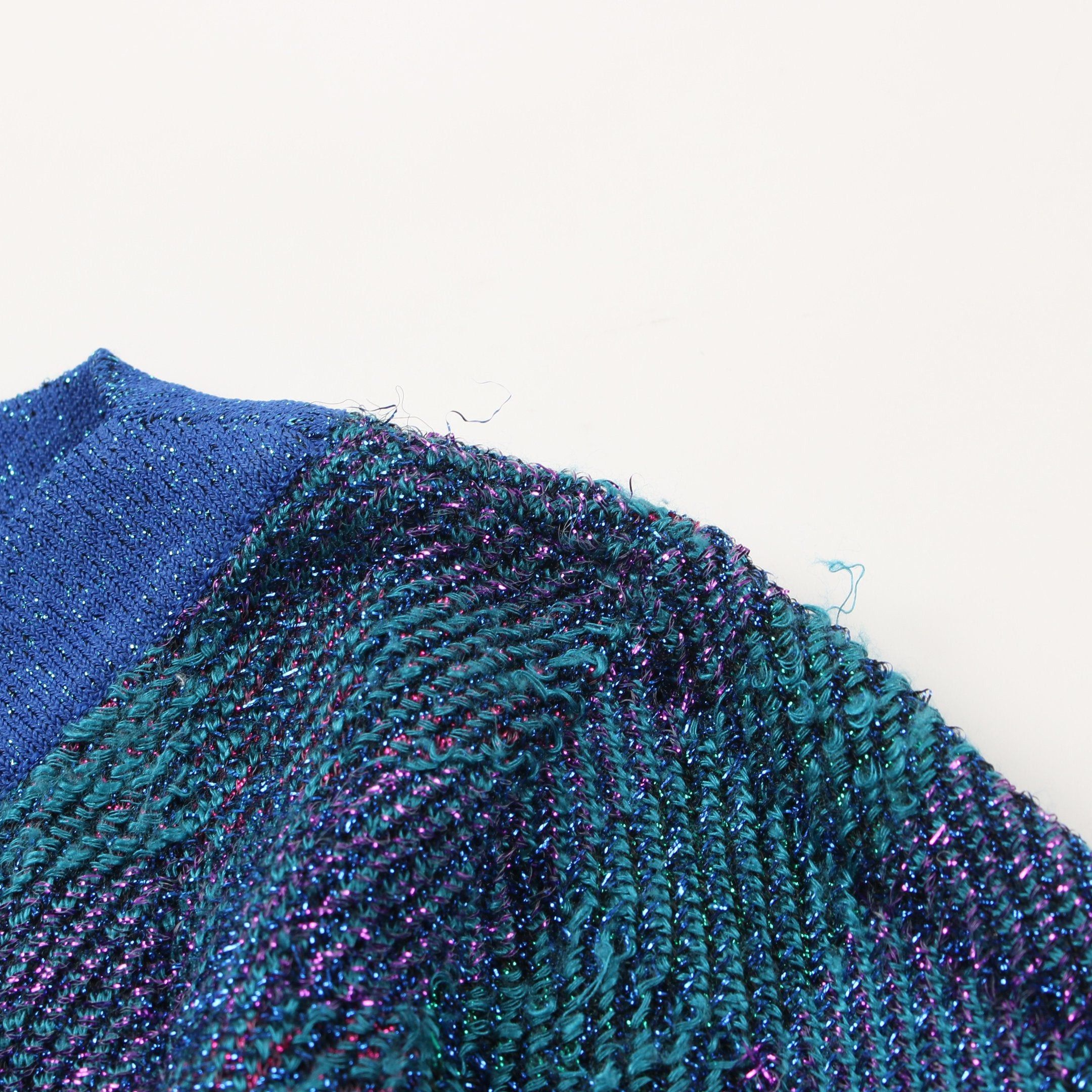 Chanel Chanel Knit Three-Quarter Sleeve Check Silk Blue Multicolor Rame Size ONE SIZE - 7 Thumbnail