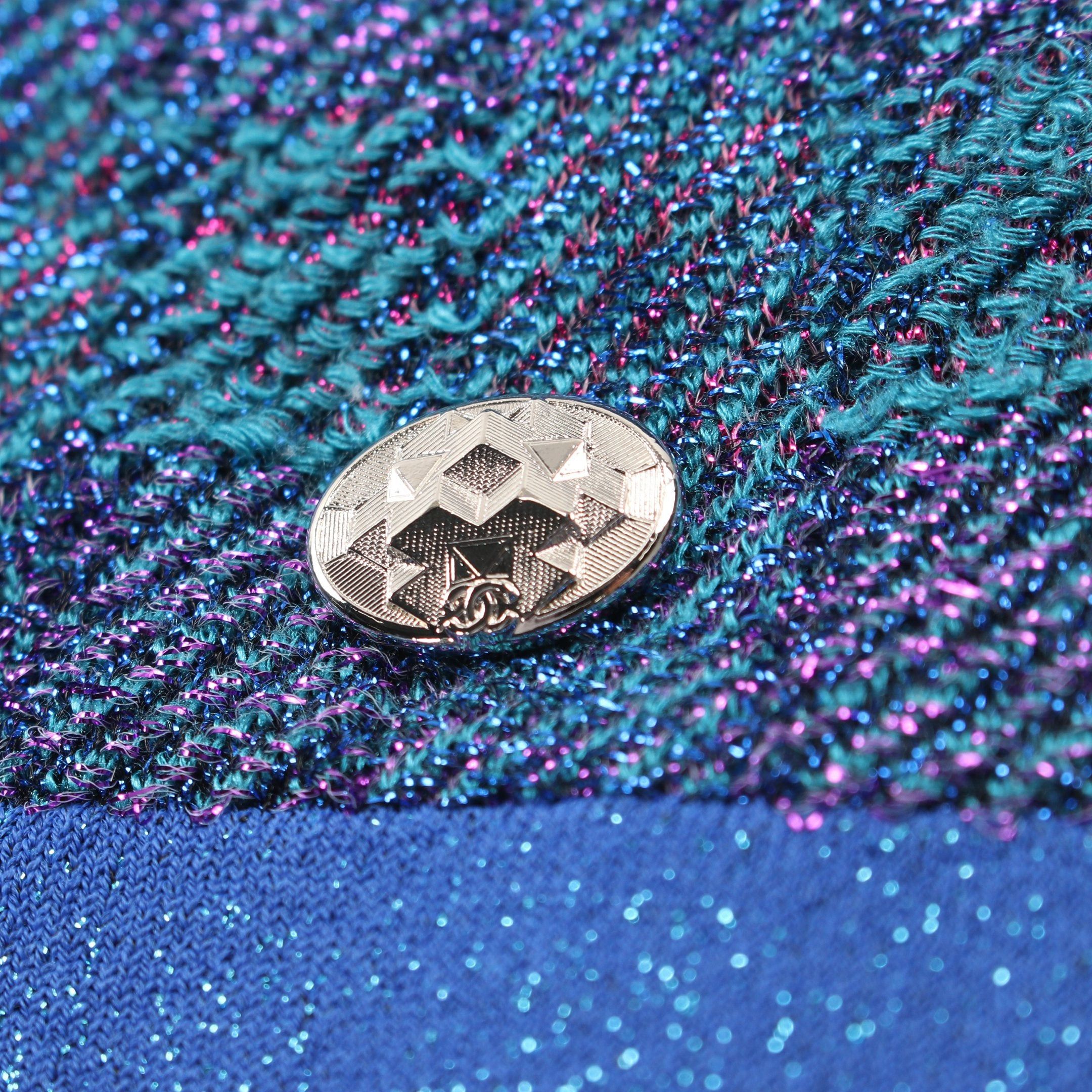 Chanel Chanel Knit Three-Quarter Sleeve Check Silk Blue Multicolor Rame Size ONE SIZE - 10 Thumbnail