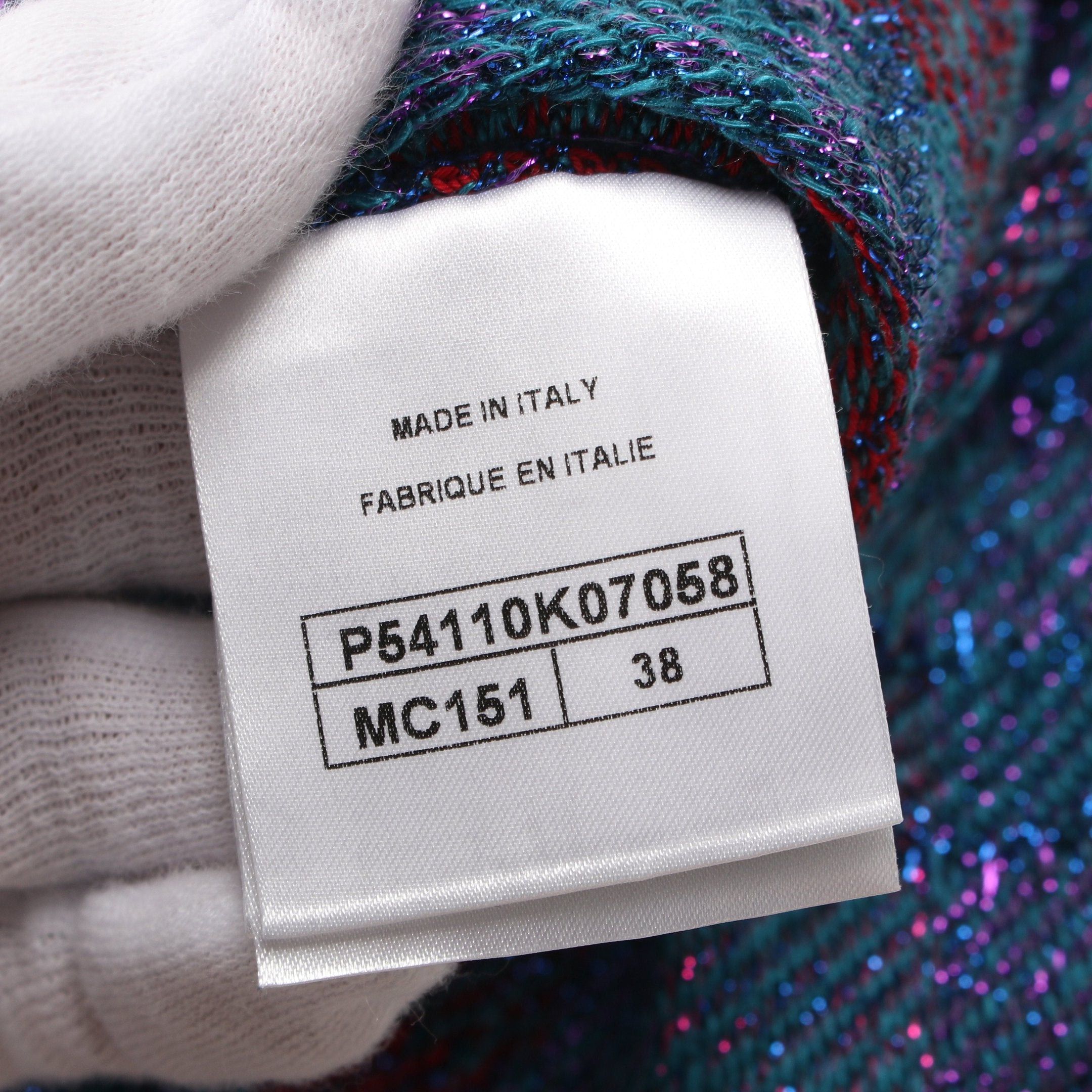 Chanel Chanel Knit Three-Quarter Sleeve Check Silk Blue Multicolor Rame Size ONE SIZE - 4 Thumbnail