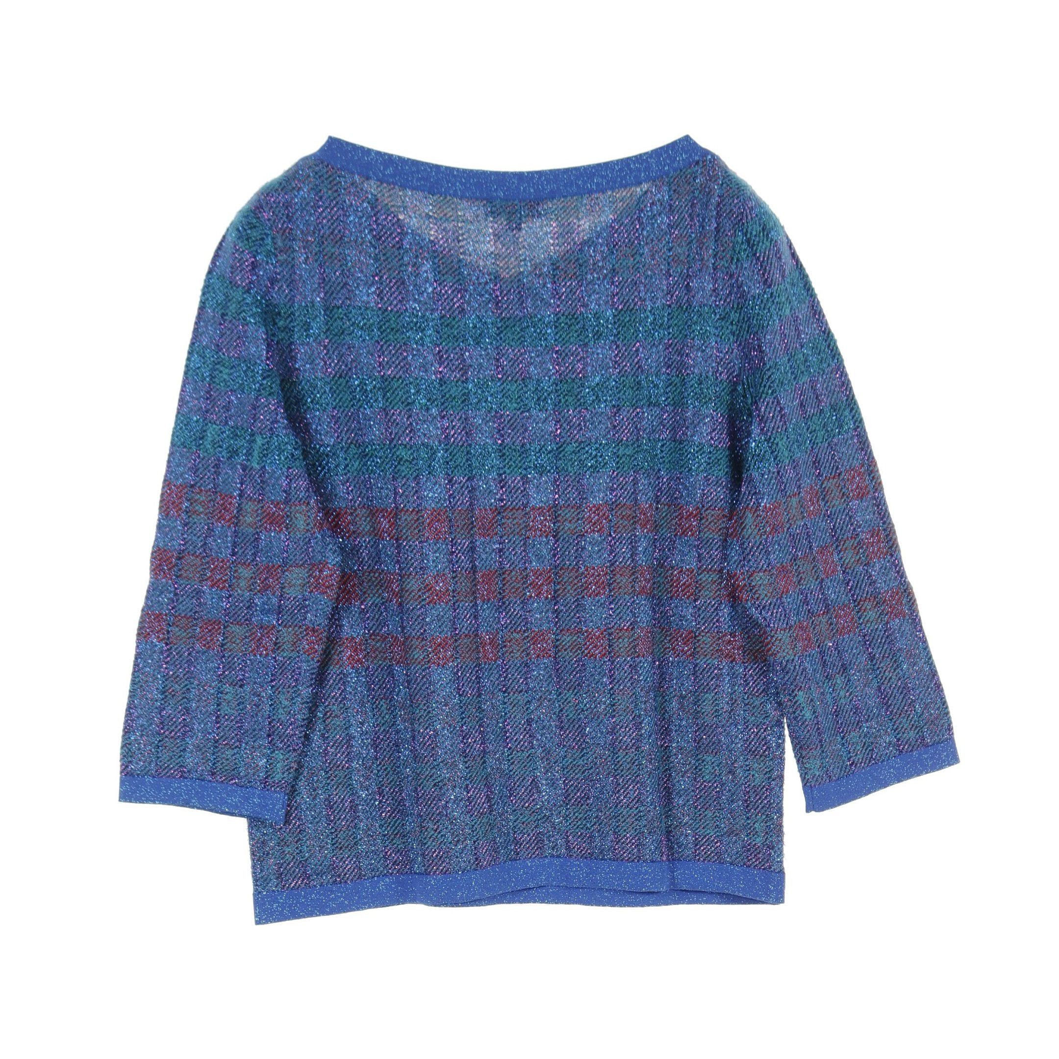 Chanel Chanel Knit Three-Quarter Sleeve Check Silk Blue Multicolor Rame Size ONE SIZE - 2 Thumbnail