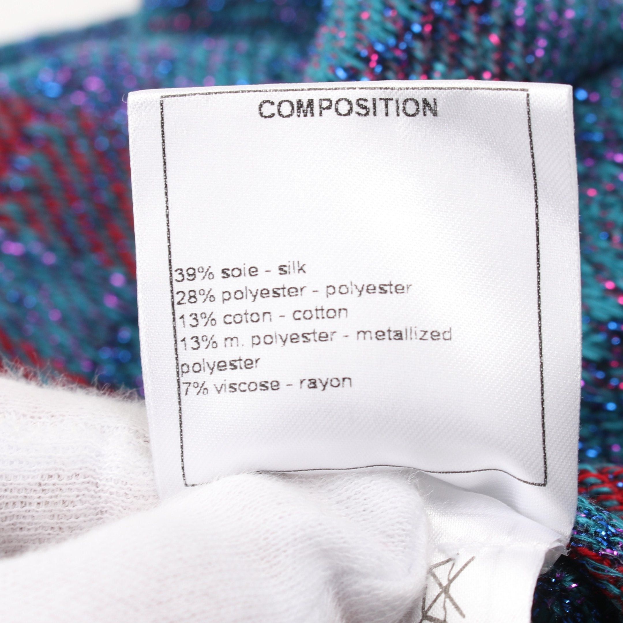 Chanel Chanel Knit Three-Quarter Sleeve Check Silk Blue Multicolor Rame Size ONE SIZE - 5 Thumbnail