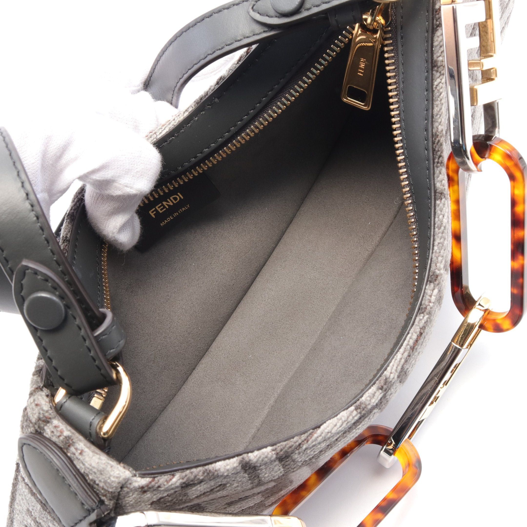 Fendi Fendi O'Lock Swing Hobo Ff Logo Shoulder Bag Jacquard Gray Size ONE SIZE - 3 Thumbnail
