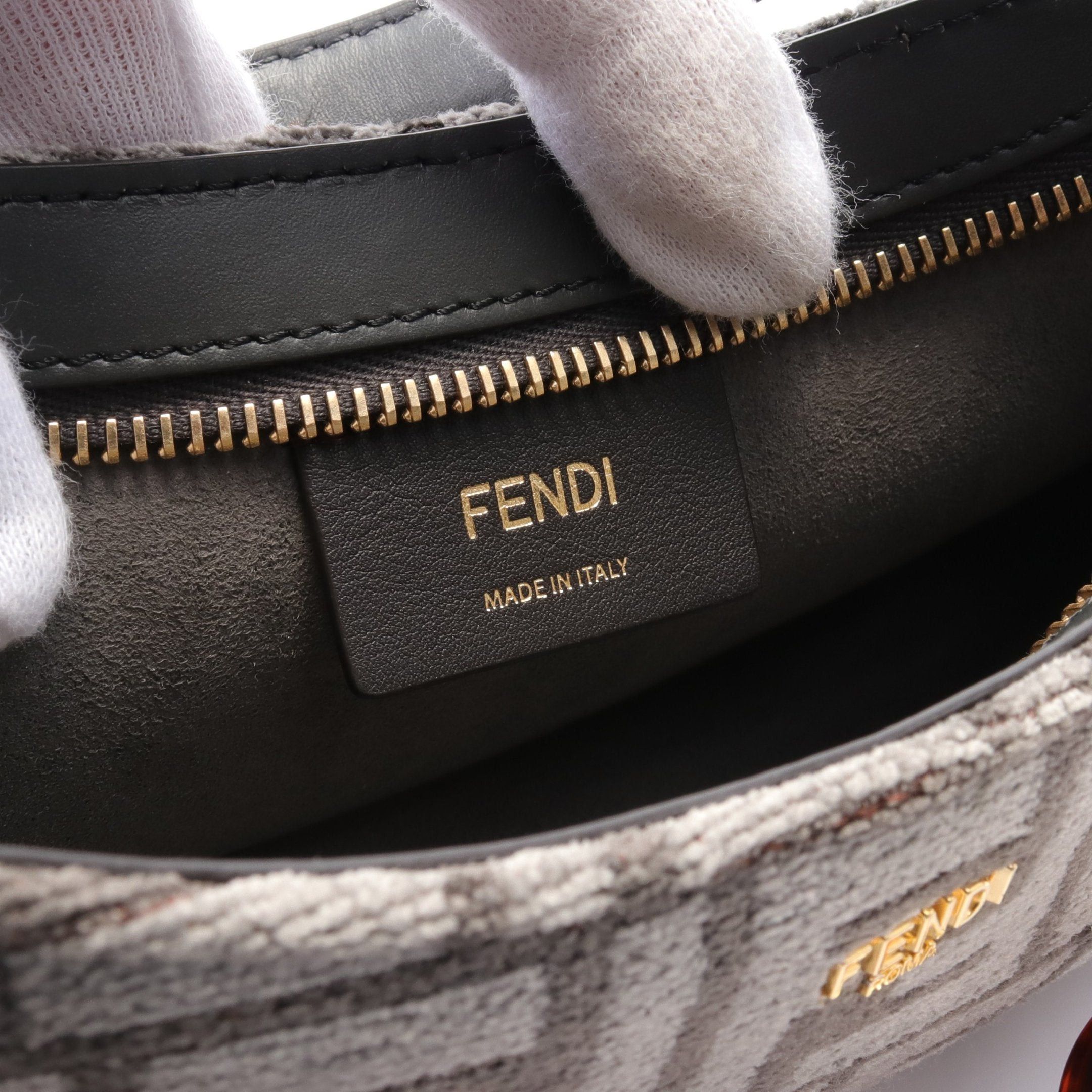 Fendi Fendi O'Lock Swing Hobo Ff Logo Shoulder Bag Jacquard Gray Size ONE SIZE - 4 Thumbnail