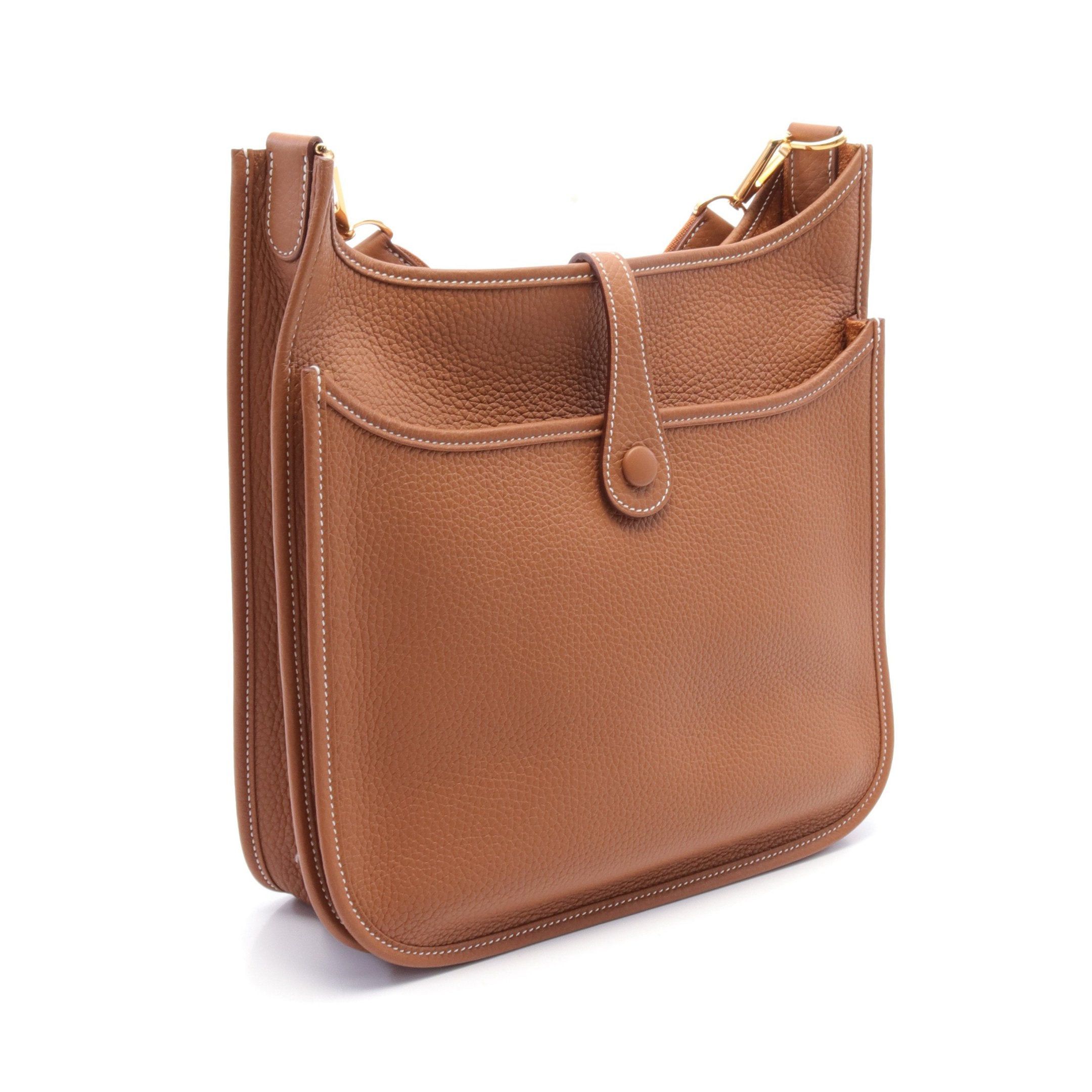 Hermes Hermes Evelyn 3 Troyes Pm Gold Shoulder Bag Clemence Leather Brown Hardware Double Engraved Size ONE SIZE - 2 Thumbnail