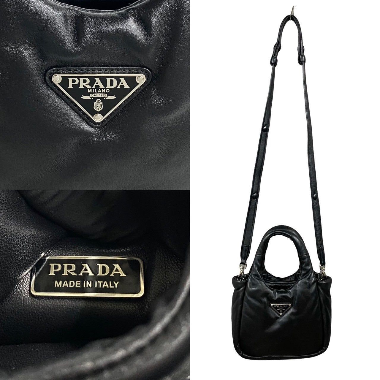 Prada Prada Shoulder Bag Black Leather Size ONE SIZE - 3 Thumbnail