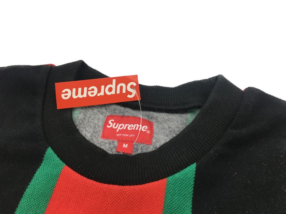 Supreme 17 fw supreme guccil color green red black crewneck knit