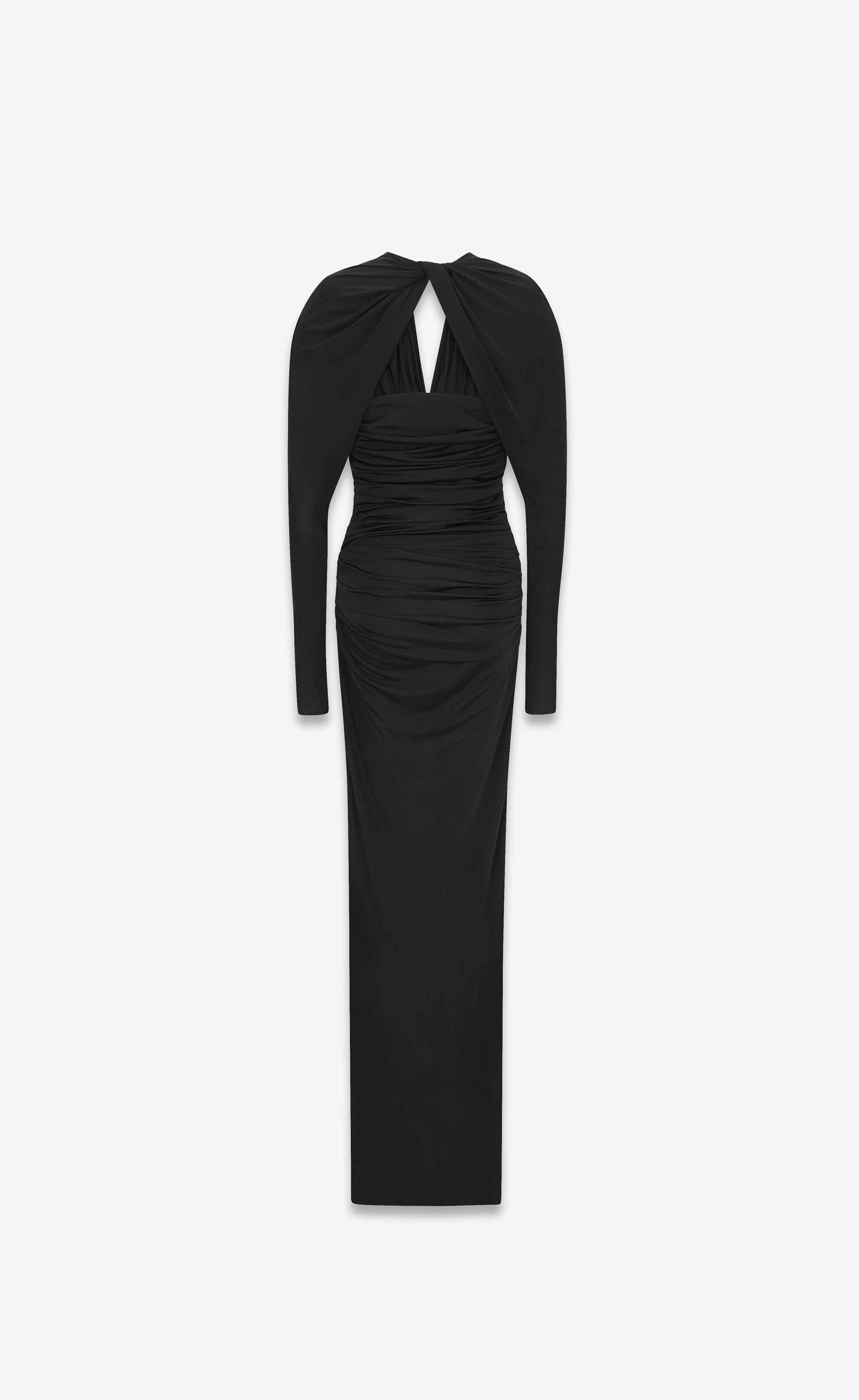Saint Laurent Paris $7K VALUE Long V-neck Dress in shiny jersey Size S / US 4 / IT 40 - 3 Thumbnail
