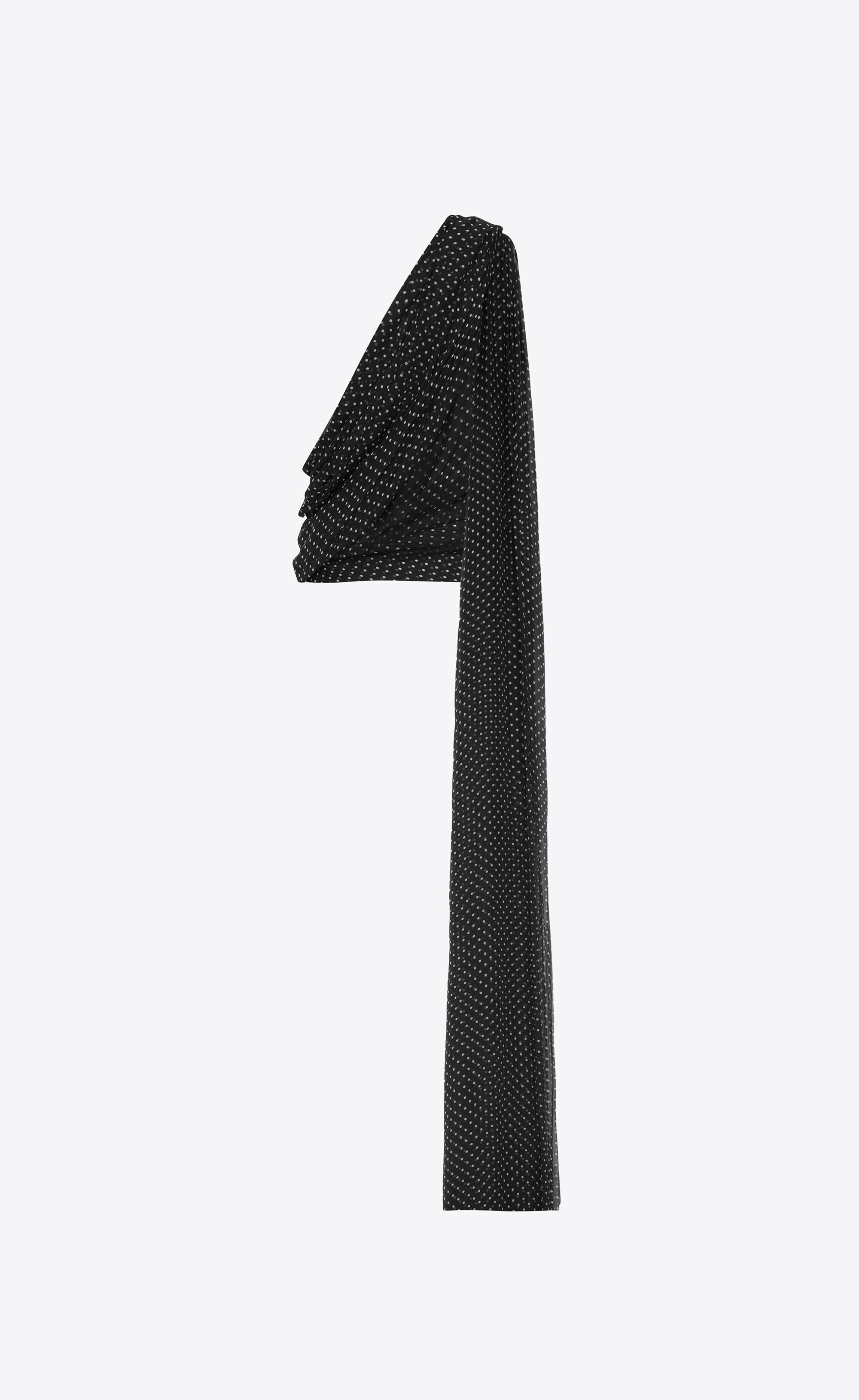 Saint Laurent Paris Draped One-shoulder Top in Dotted Silk Muslin Size US XS / EU 42 / 0 - 2 Thumbnail
