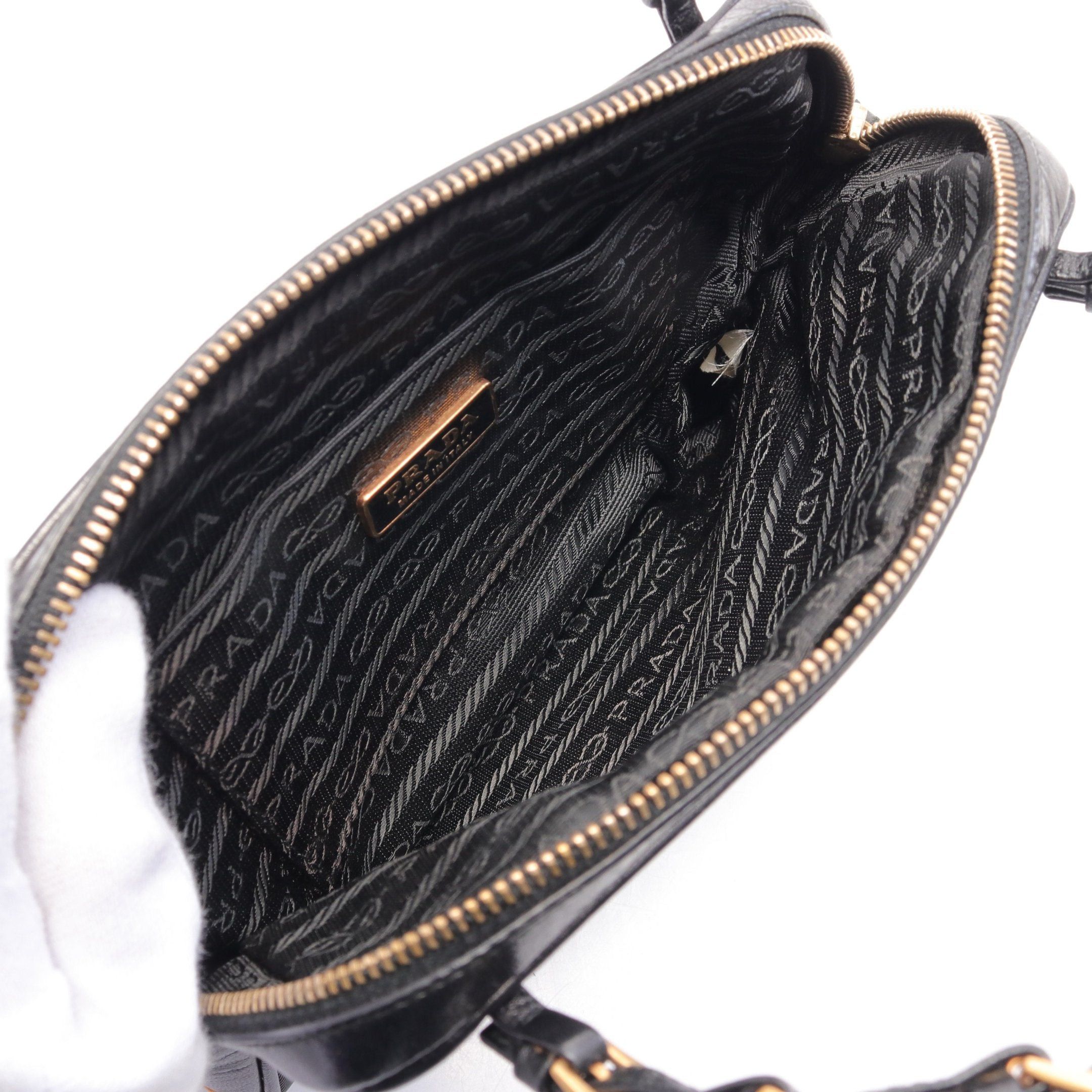Prada Prada Tessuto Fibbie Handbag Nylon Leather Black Size ONE SIZE - 3 Thumbnail