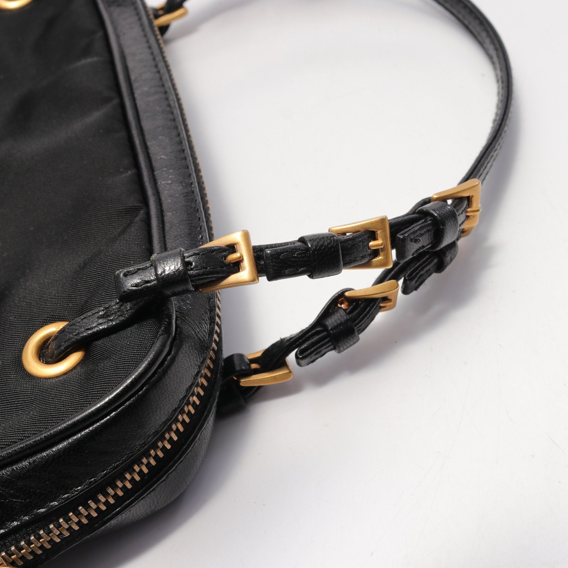 Prada Prada Tessuto Fibbie Handbag Nylon Leather Black Size ONE SIZE - 6 Thumbnail