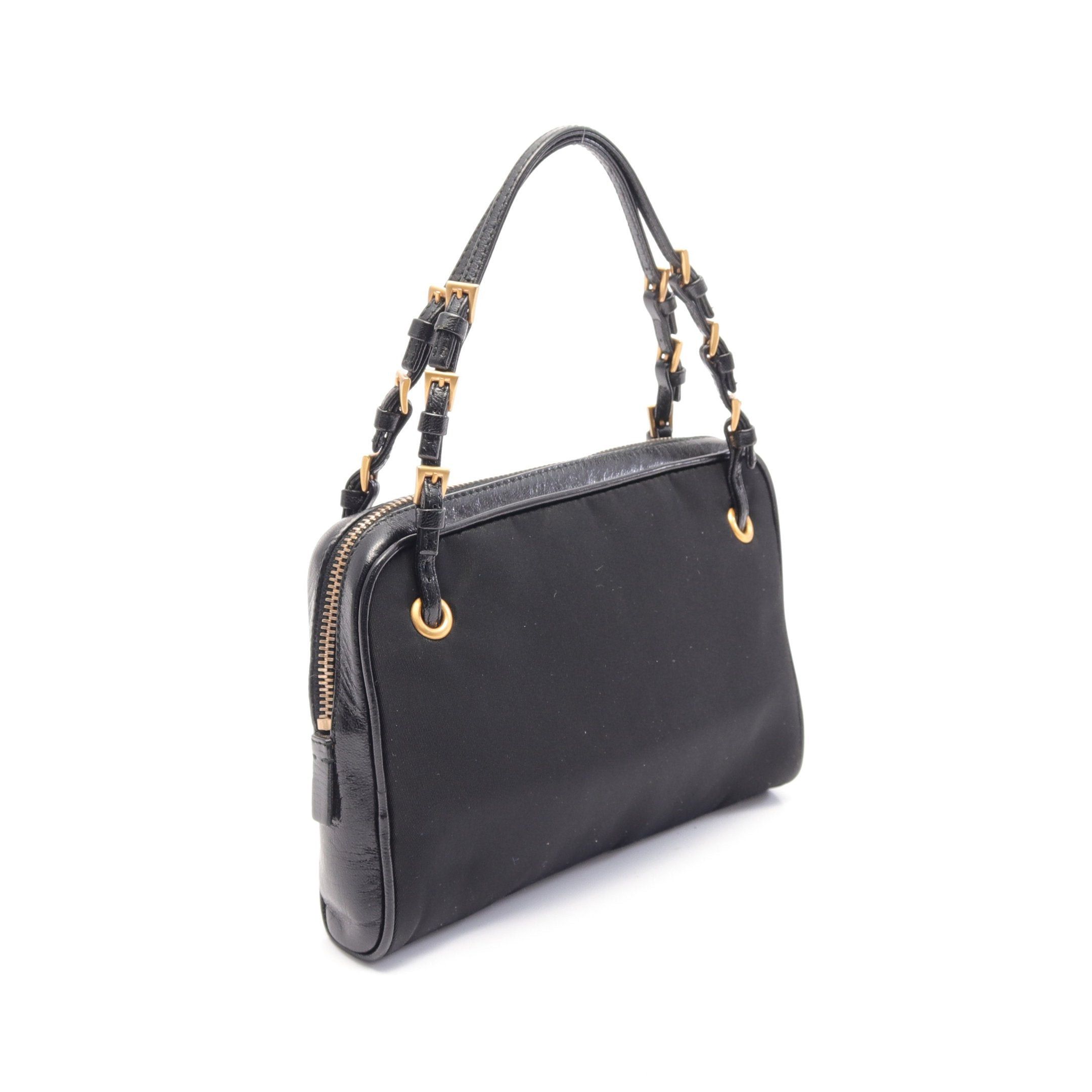 Prada Prada Tessuto Fibbie Handbag Nylon Leather Black Size ONE SIZE - 2 Thumbnail