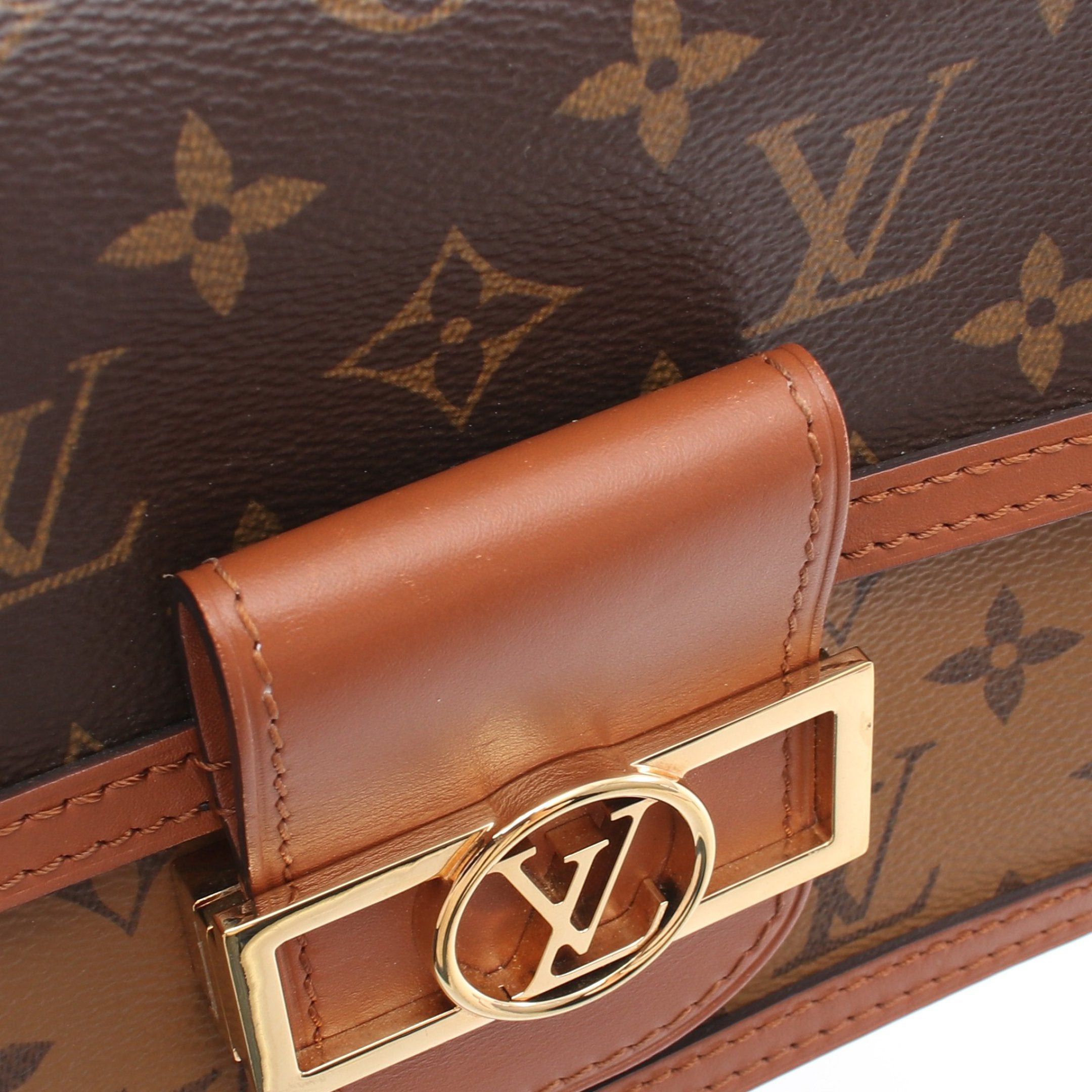 Louis Vuitton Louis Vuitton Dauphine Mini Monogram Reverse Shoulder Bag Leather Brown Beige Size ONE SIZE - 9 Thumbnail