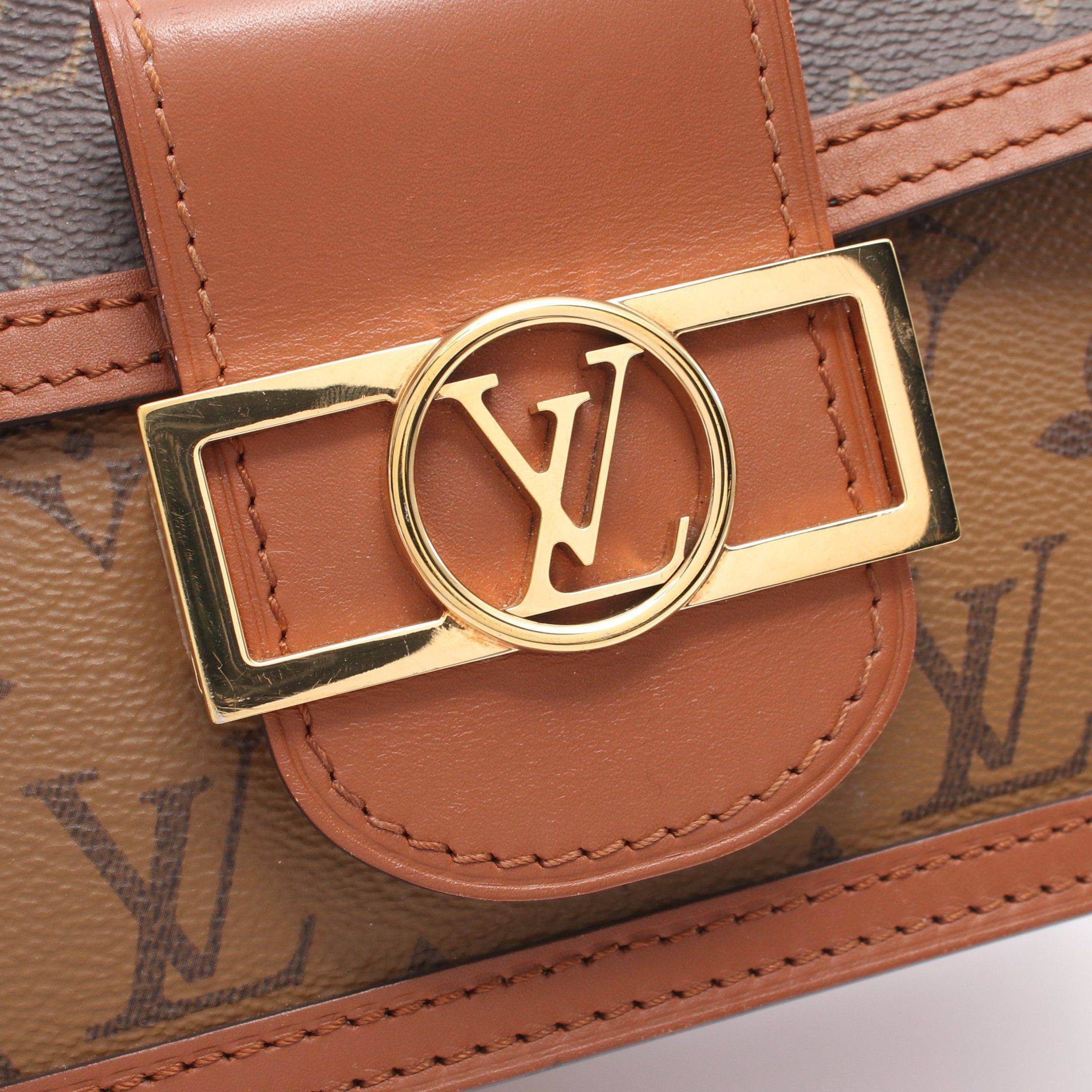 Louis Vuitton Louis Vuitton Dauphine Mini Monogram Reverse Shoulder Bag Leather Brown Beige Size ONE SIZE - 6 Thumbnail