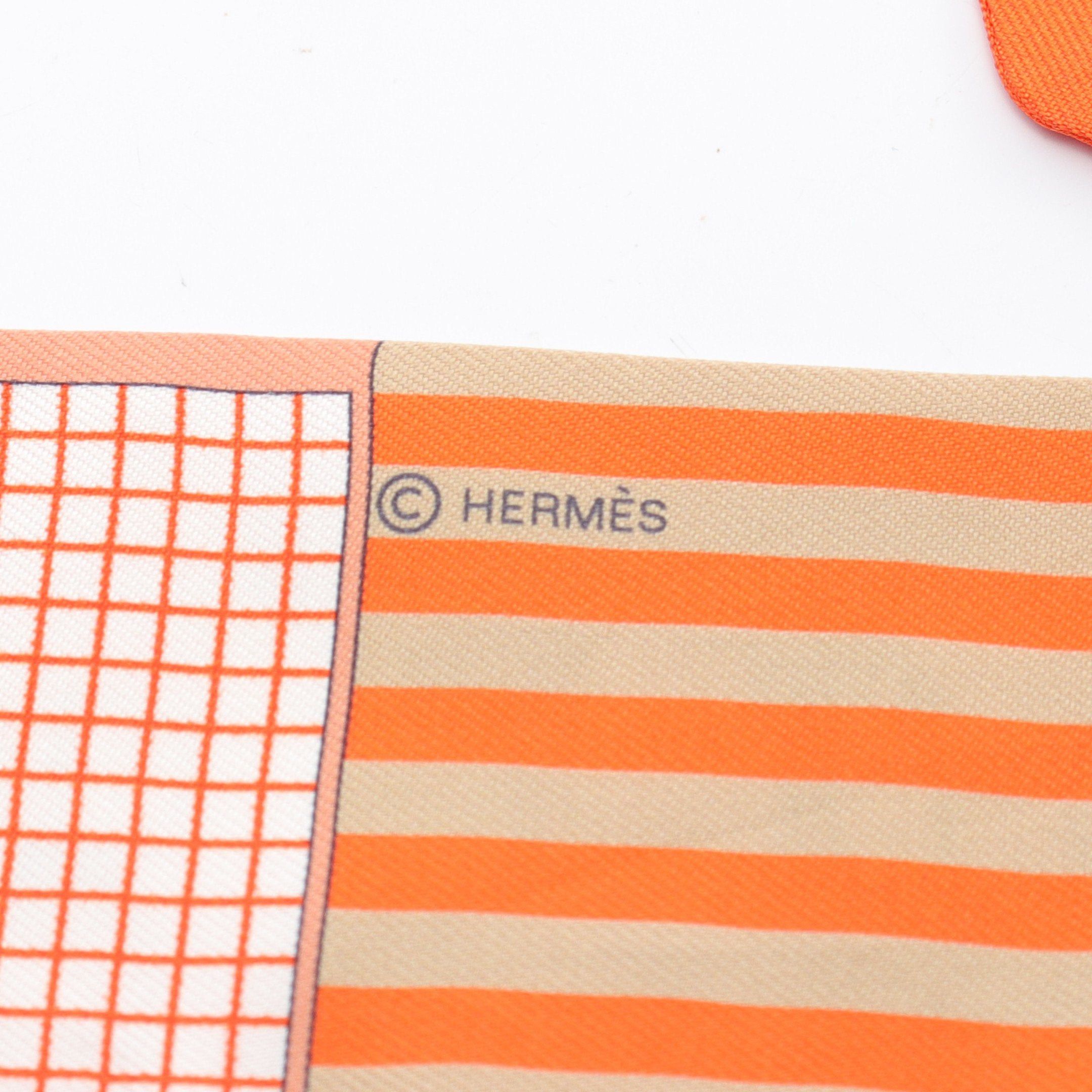 Hermes Hermes Twilly Couvertures Nouvelles Ribbon Scarf Silk Orange Multicolor Size ONE SIZE - 2 Thumbnail
