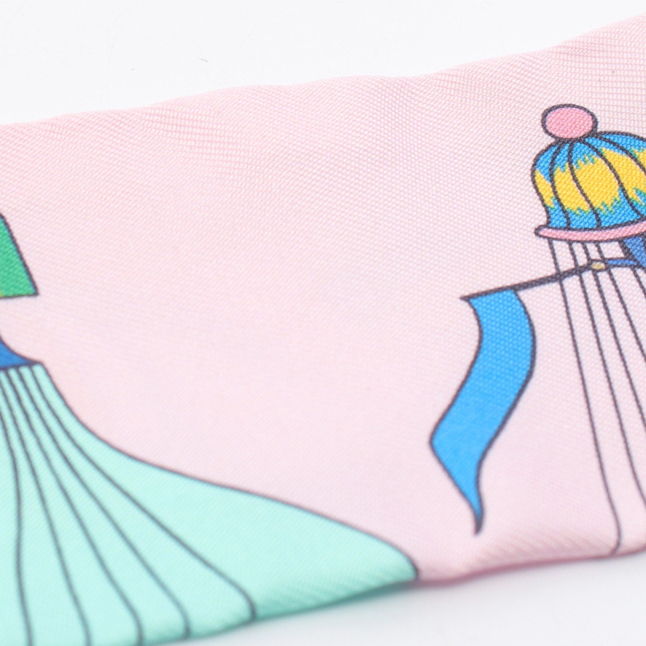 Hermes Hermes Twilly Les Folies Du Ciel Ribbon Scarf Silk Pink Multicolor Size ONE SIZE - 5 Thumbnail