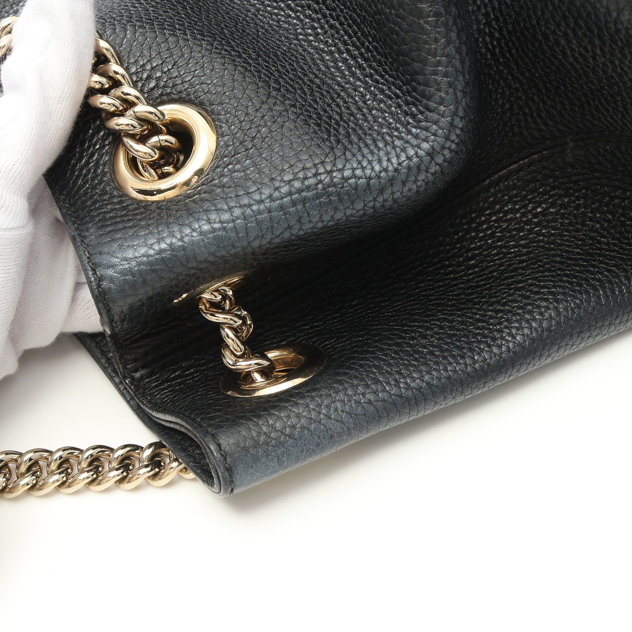 Gucci Gucci Soho Interlocking G Chain Shoulder Bag Leather Black Size ONE SIZE - 5 Thumbnail