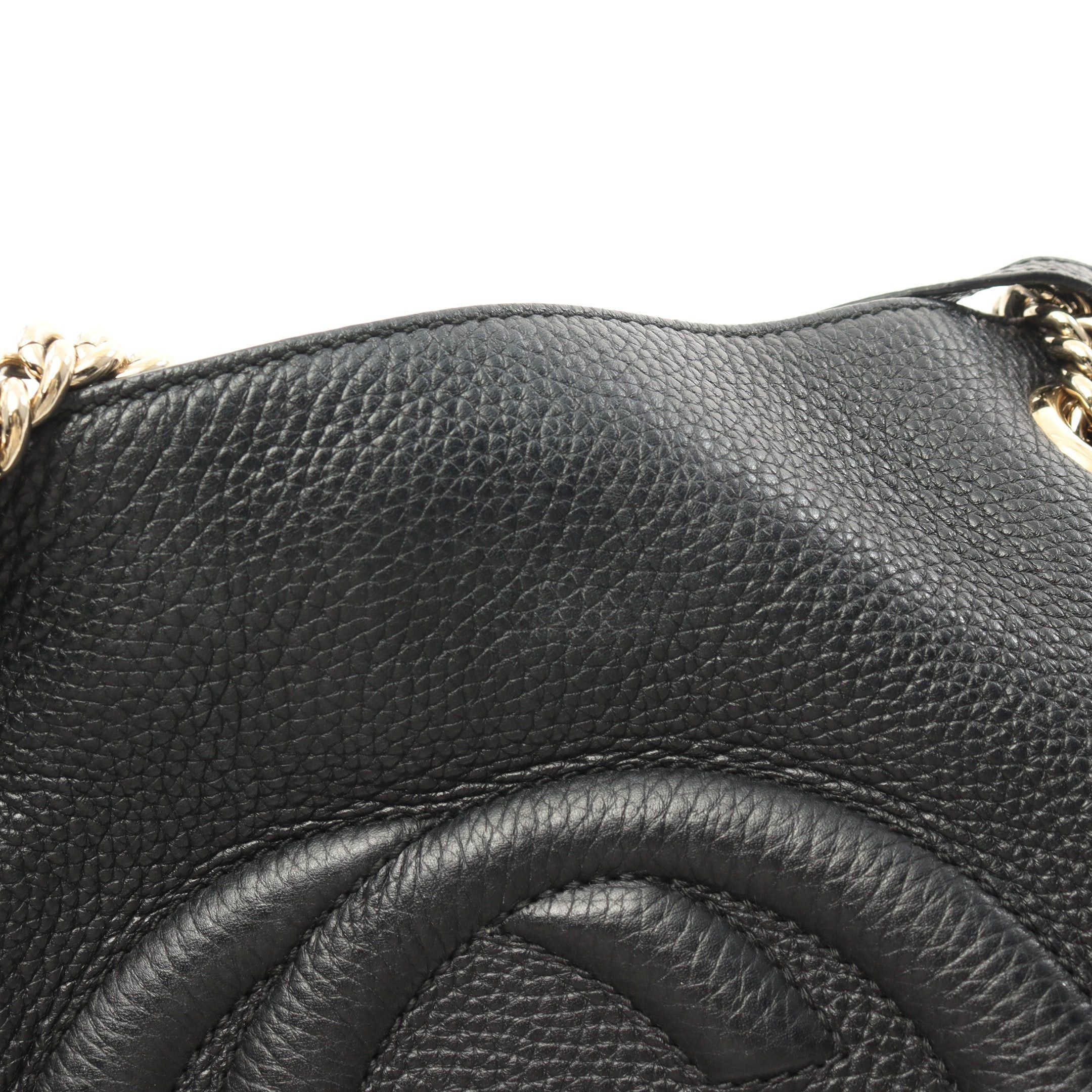 Gucci Gucci Soho Interlocking G Chain Shoulder Bag Leather Black Size ONE SIZE - 10 Thumbnail