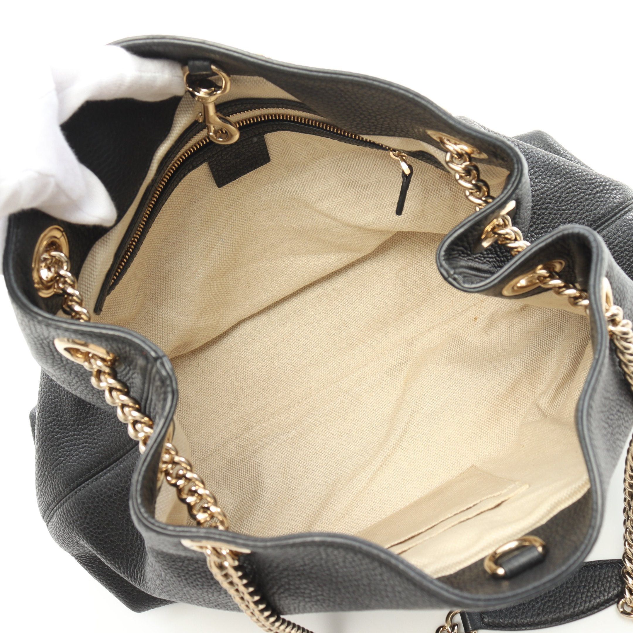 Gucci Gucci Soho Interlocking G Chain Shoulder Bag Leather Black Size ONE SIZE - 3 Thumbnail
