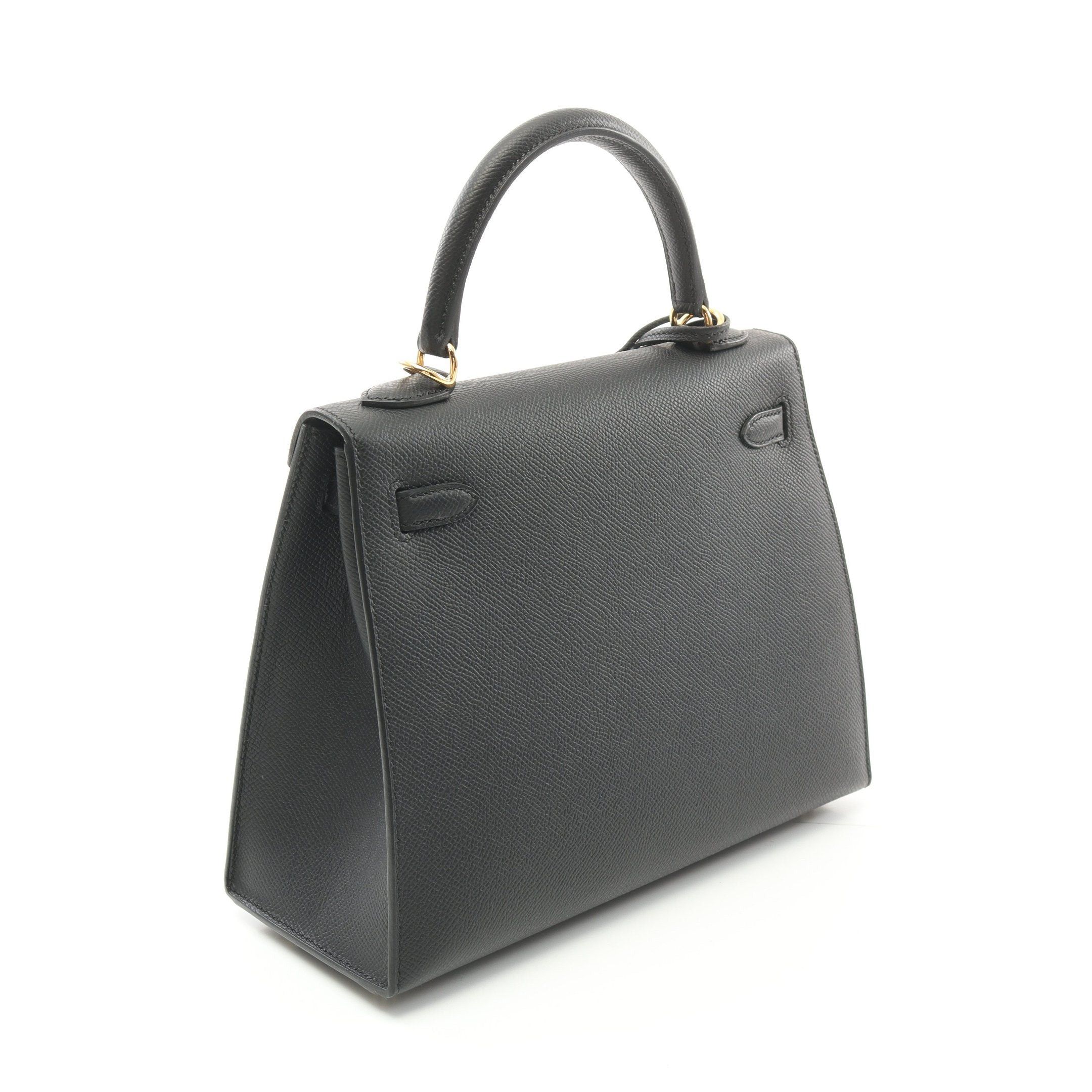 Hermes Hermes Kelly 25 Handbag Veau Epsom Black Gold Hardware Outside Sewing Double Engraved Size ONE SIZE - 2 Thumbnail
