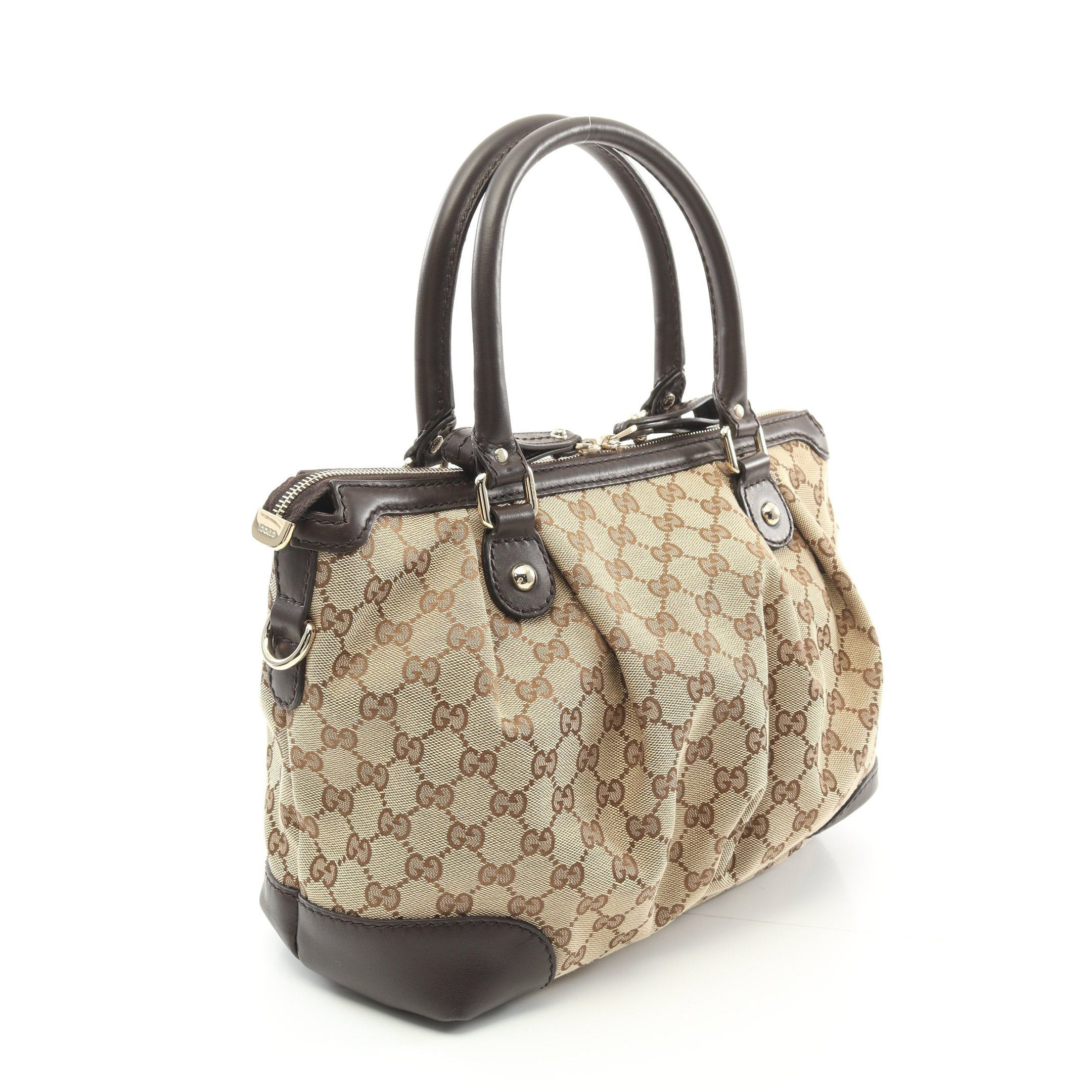 Gucci Gucci Sukey Gg Canvas Handbag Leather Beige Dark Brown Size ONE SIZE - 2 Thumbnail