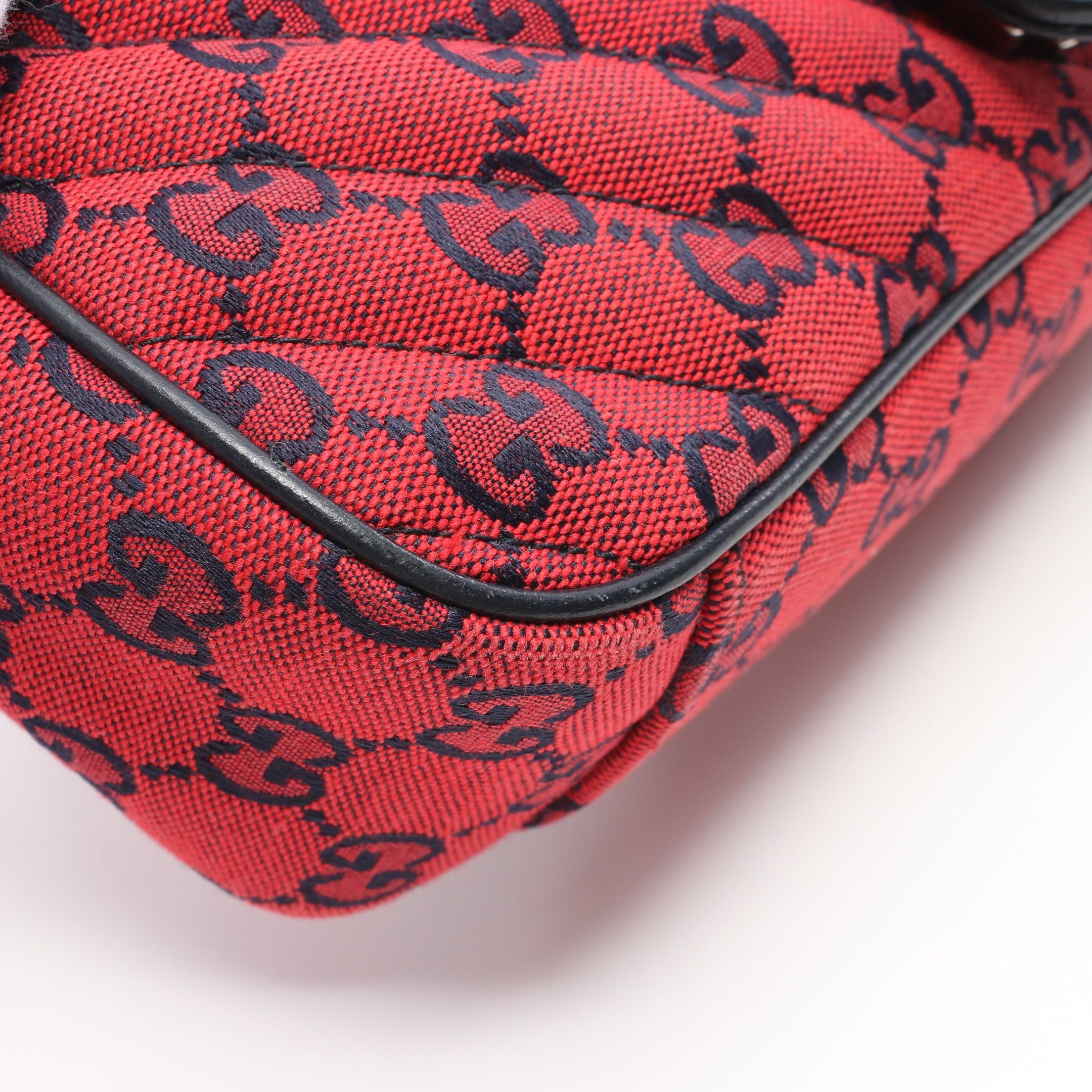 Gucci Gucci Gg Marmont Quilting Small Chain Shoulder Bag Canvas Leather Red Dark Navy Size ONE SIZE - 5 Thumbnail