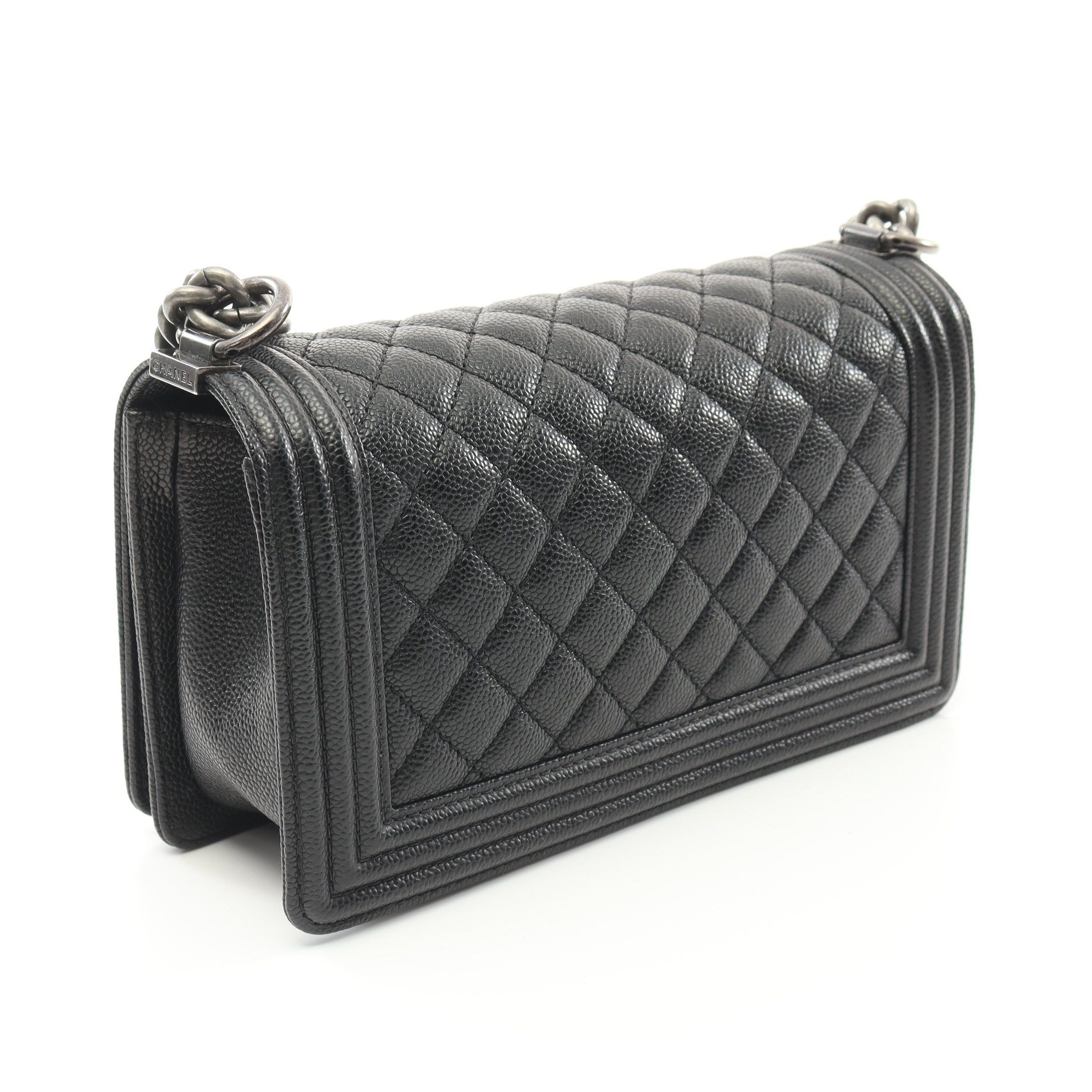 Chanel Chanel Boy Chanel Matelasse Chain Shoulder Bag Caviar Skin Black Antique Silver Hardware Size ONE SIZE - 2 Thumbnail