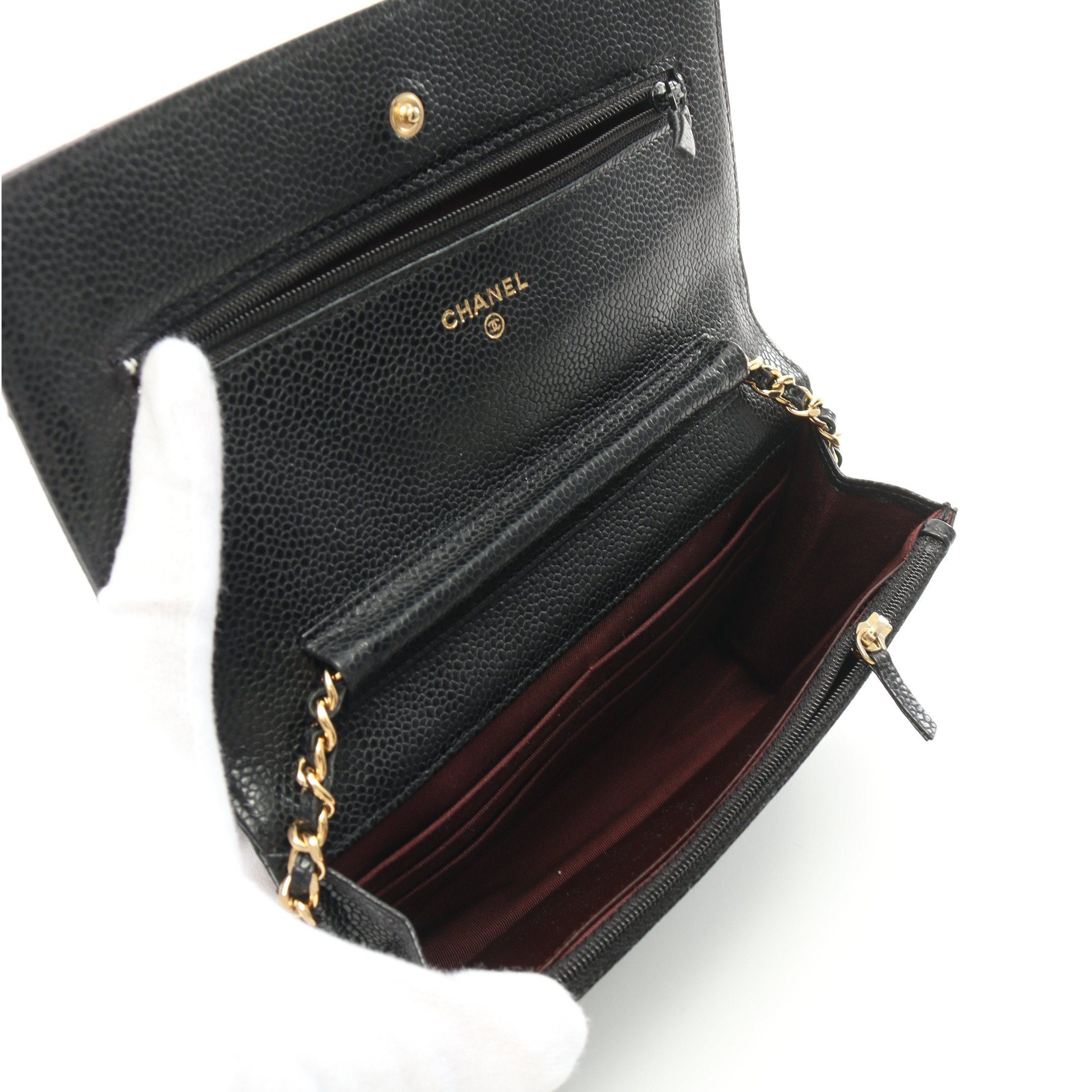 Chanel Chanel Matelasse Chain Wallet Caviar Skin Black Gold Hardware Size ONE SIZE - 3 Thumbnail