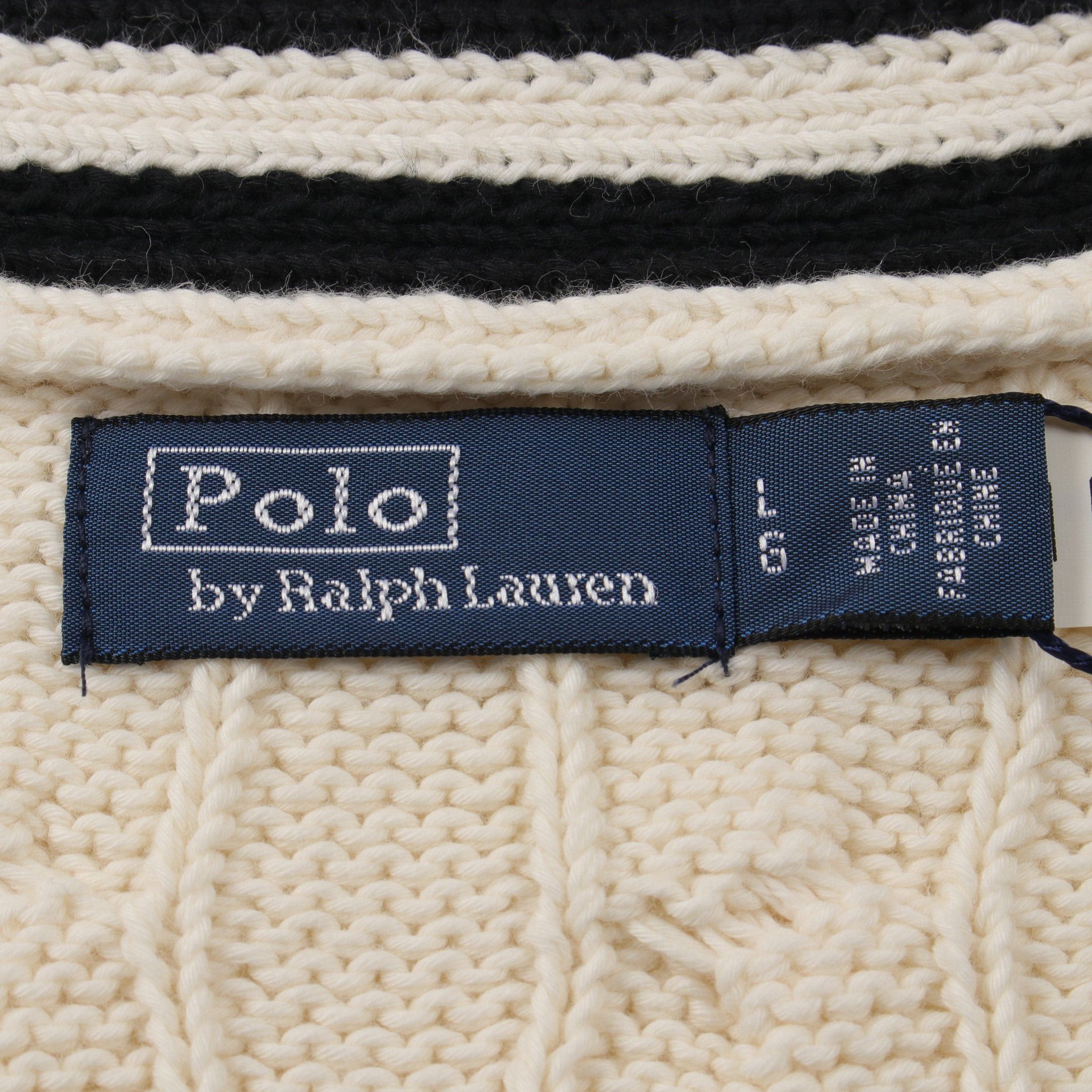 Ralph Lauren Ralph Lauren Cardigan Cable Knit Cotton Ivory Black Size ONE SIZE - 3 Thumbnail