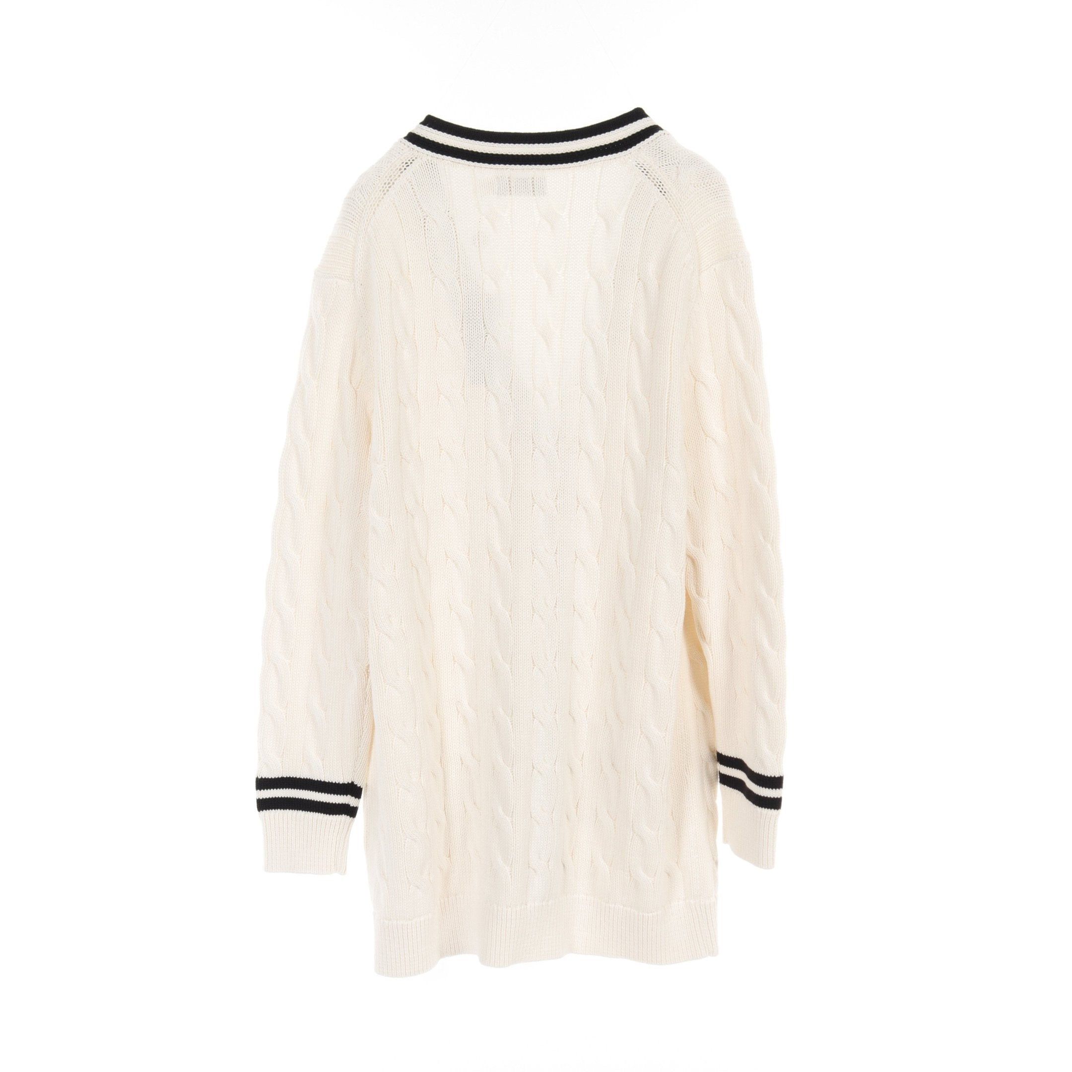 Ralph Lauren Ralph Lauren Cardigan Cable Knit Cotton Ivory Black Size ONE SIZE - 2 Thumbnail