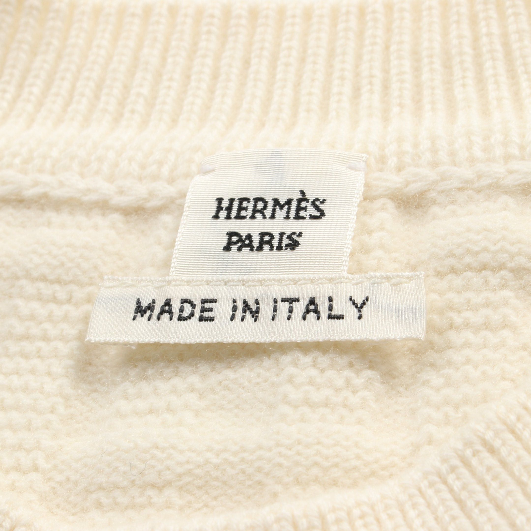 Hermes Hermes H Pattern Sweater Knit Crew Neck Wool Off White Size ONE SIZE - 3 Thumbnail