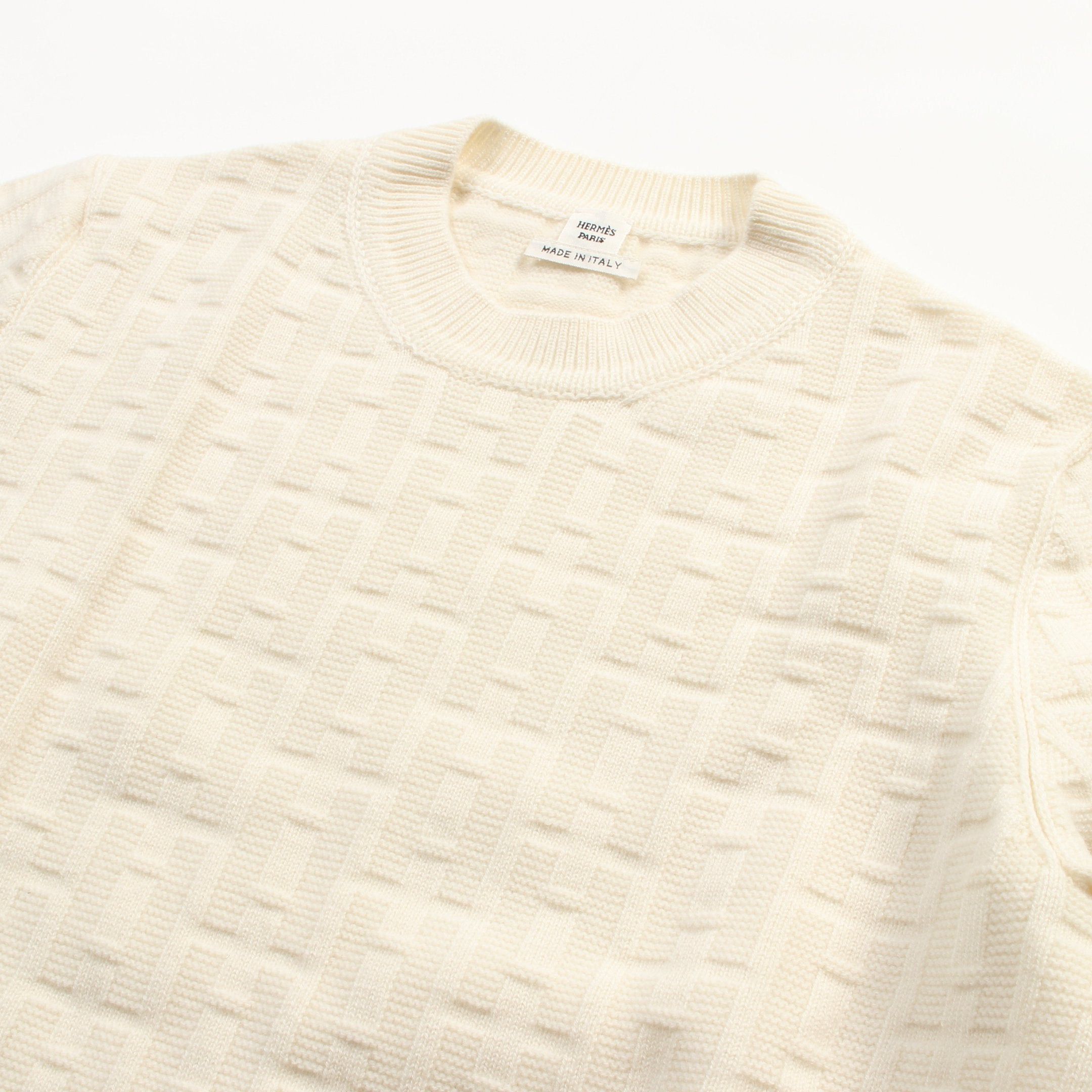 Hermes Hermes H Pattern Sweater Knit Crew Neck Wool Off White Size ONE SIZE - 5 Thumbnail