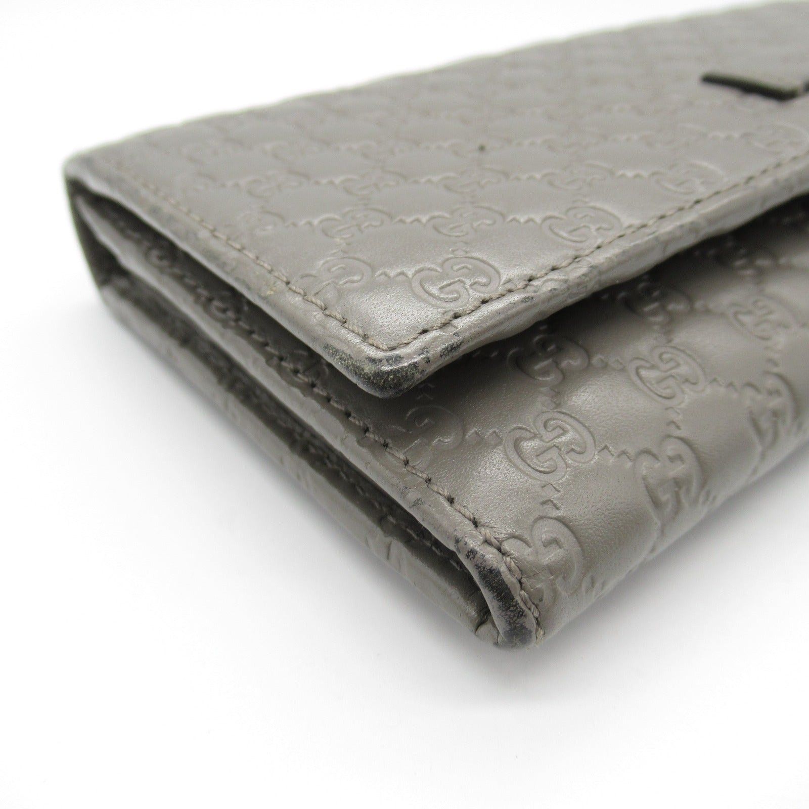 Gucci Gucci Micro Gg Guccissima Zip Long Wallet Bi-Fold Leather Gray Size ONE SIZE - 10 Thumbnail