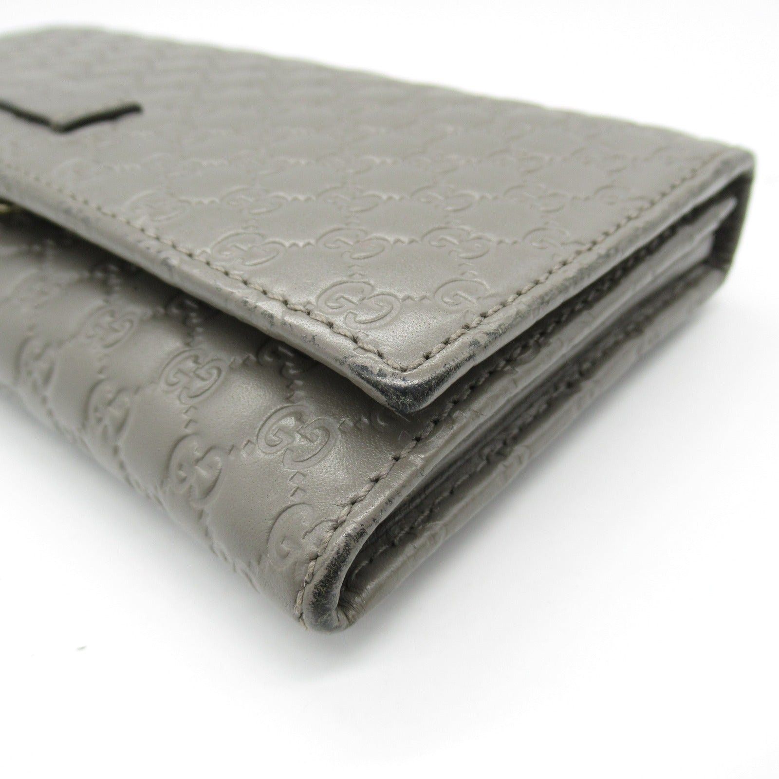 Gucci Gucci Micro Gg Guccissima Zip Long Wallet Bi-Fold Leather Gray Size ONE SIZE - 11 Thumbnail