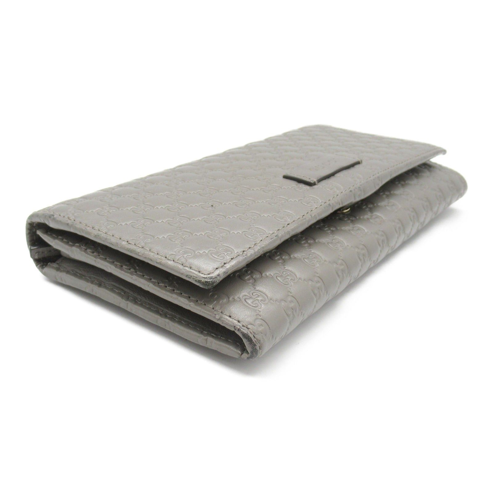 Gucci Gucci Micro Gg Guccissima Zip Long Wallet Bi-Fold Leather Gray Size ONE SIZE - 3 Thumbnail