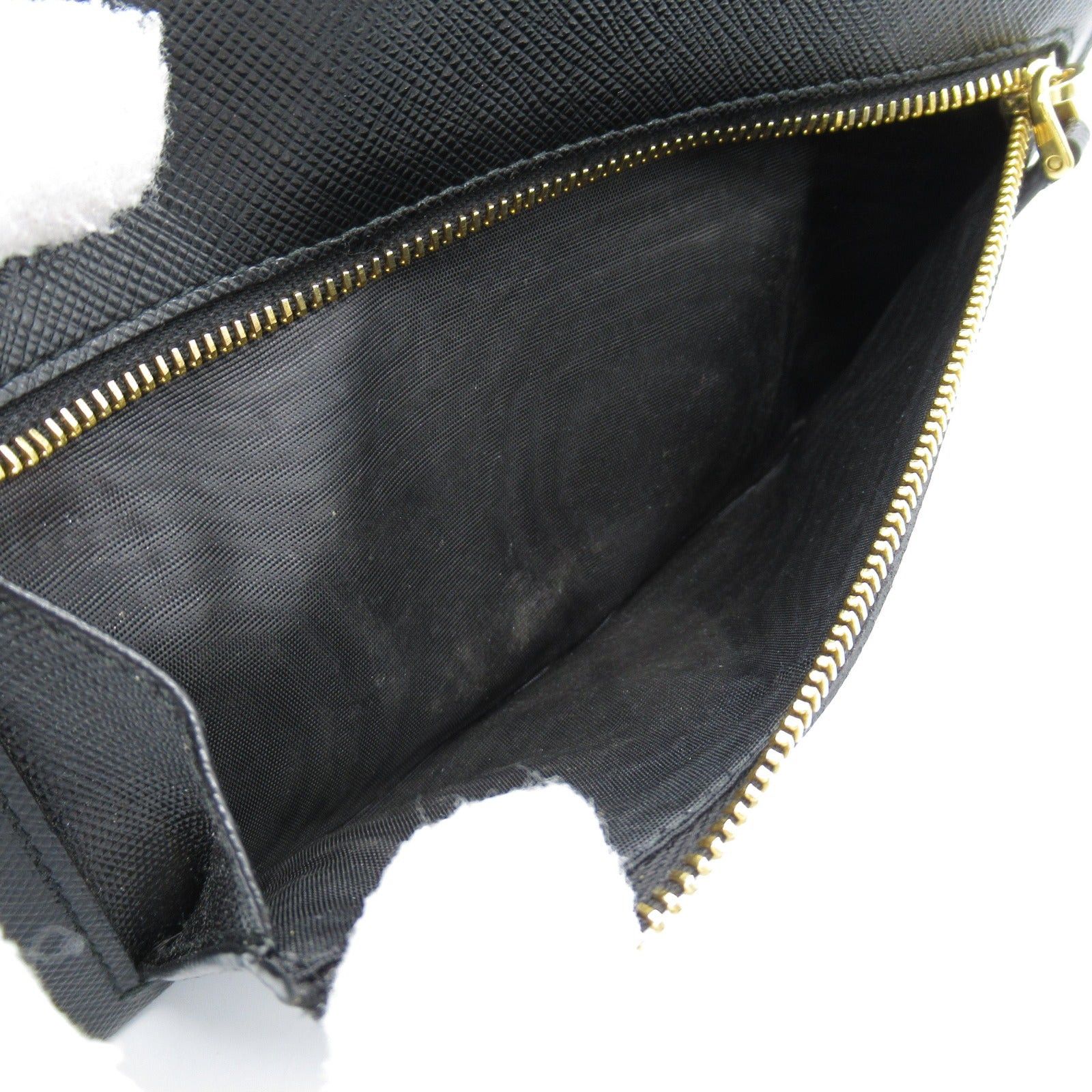 Prada Prada Zip Long Wallet Bi-Fold Saffiano Leather Black Size ONE SIZE - 7 Thumbnail