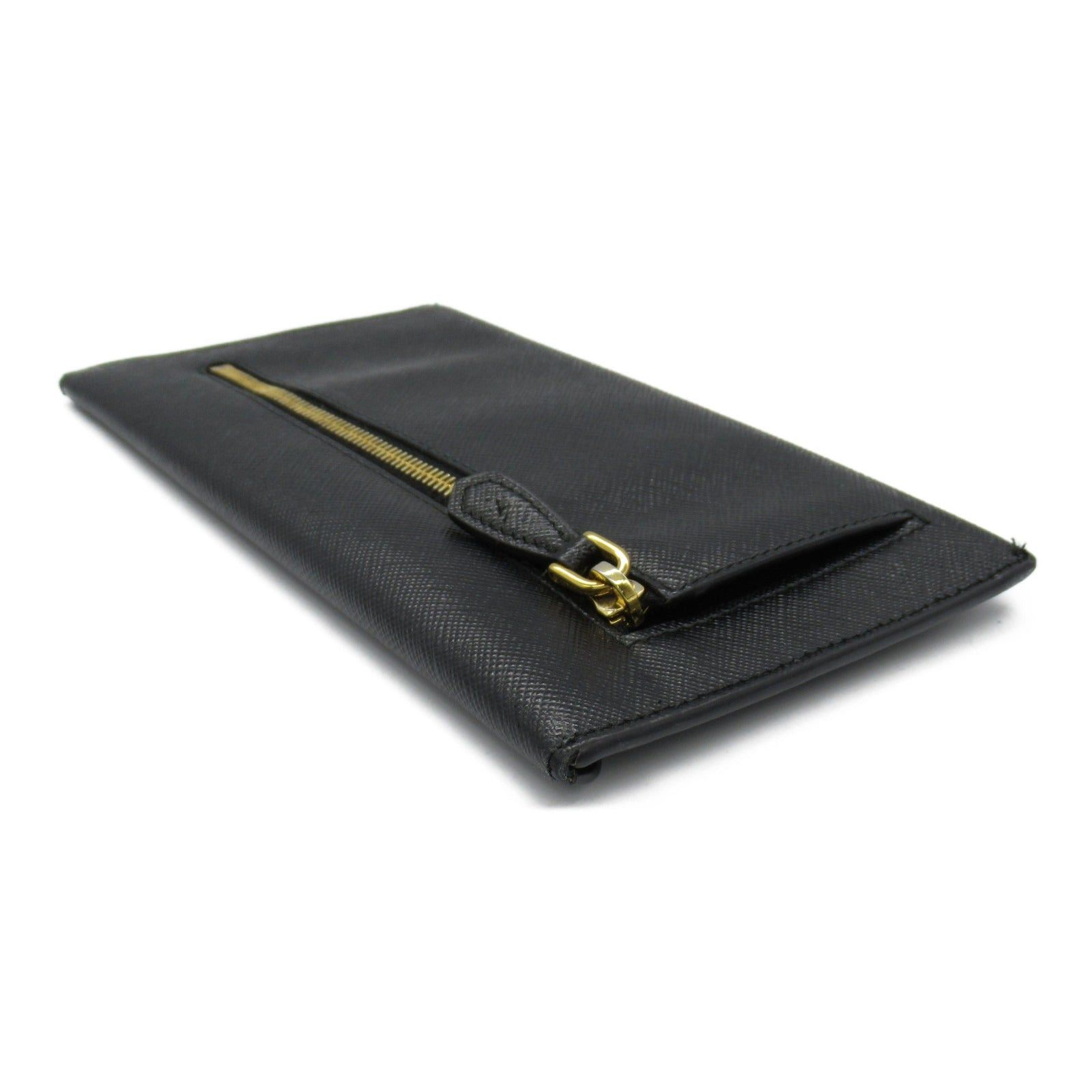 Prada Prada Zip Long Wallet Bi-Fold Saffiano Leather Black Size ONE SIZE - 4 Thumbnail