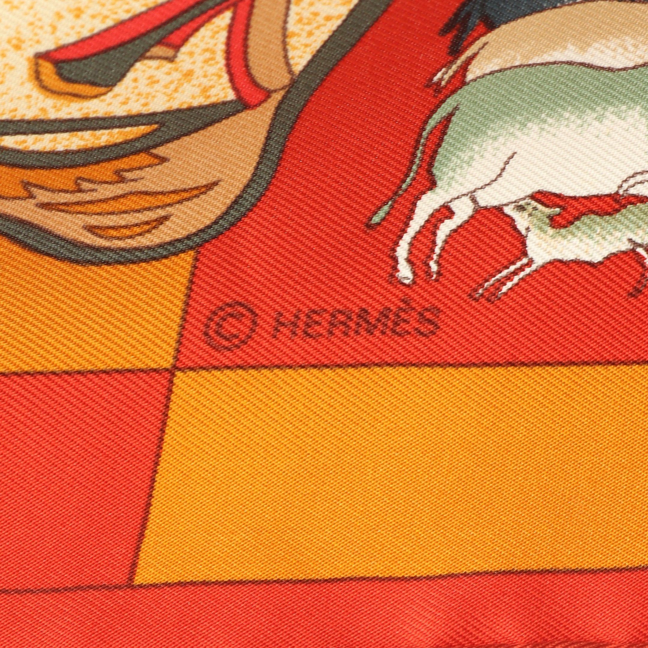 Hermes Hermes Carres 90 Fantaisies Indiennes Scarf Silk Orange Multicolor Size ONE SIZE - 2 Thumbnail