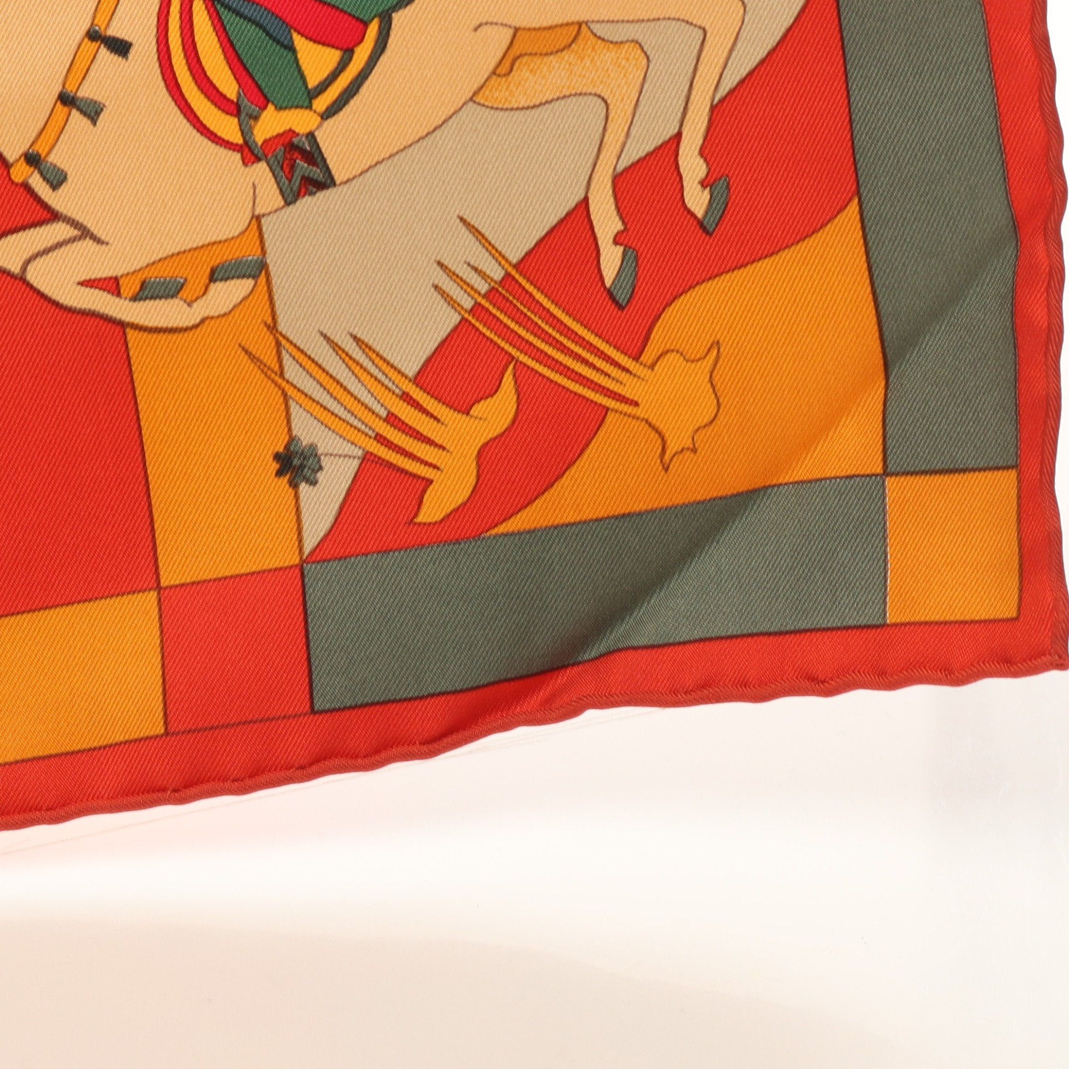 Hermes Hermes Carres 90 Fantaisies Indiennes Scarf Silk Orange Multicolor Size ONE SIZE - 4 Thumbnail