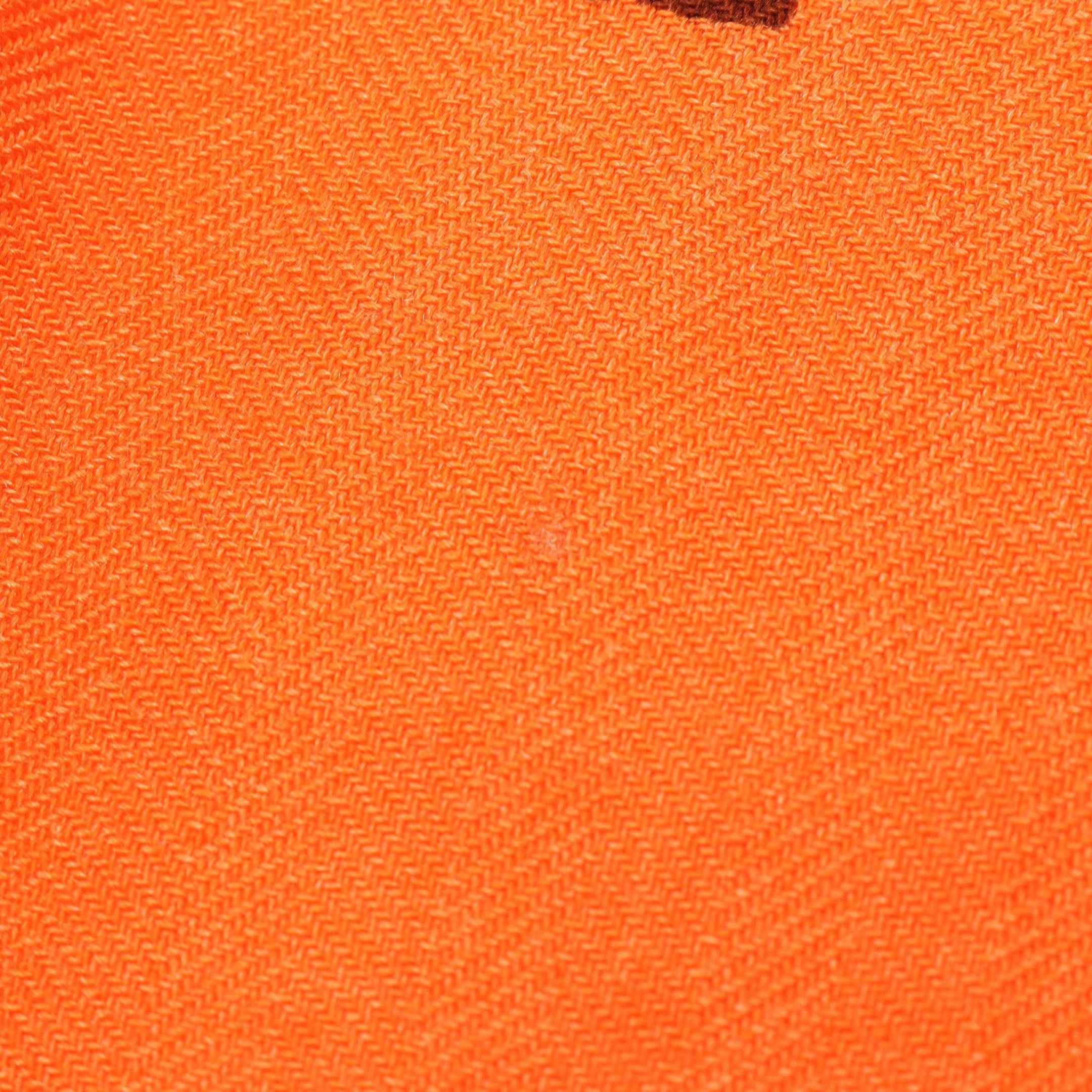 Hermes Hermes Brides Ds Gala Shawl Cashmere Silk Orange Multicolor Size ONE SIZE - 6 Thumbnail